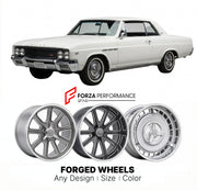 CUSTOM CLASSIC VINTAGE RESTOMOD RETRO OLD SCHOOL FORGED WHEELS RIMS for BUICK GS 400 1965 - 1972
Custom forged wheels for classic American muscle cars. Ideal for restomod builds, vintage restorations, and show cars. Deep dish and retro styling available.

We manufacture premium quality forged wheels rims for Buick GS 400 1965 - 1972 in any design, size, color.

THIS WHEEL DESIGN CAN BE CUSTOM-MADE FOR YOUR CAR IN ANY SIZE AND COLOR OPTIONS
Available in monoblock, 2-piece, 3-piece, duoblock, beadlock
3D whee