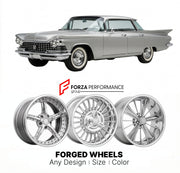 CUSTOM CLASSIC VINTAGE RESTOMOD RETRO OLD SCHOOL FORGED WHEELS RIMS for BUICK INVICTA 1959 - 1963
Custom forged wheels for classic American muscle cars. Ideal for restomod builds, vintage restorations, and show cars. Deep dish and retro styling available.

We manufacture premium quality forged wheels rims for Buick Invicta 1959 - 1963 in any design, size, color.

THIS WHEEL DESIGN CAN BE CUSTOM-MADE FOR YOUR CAR IN ANY SIZE AND COLOR OPTIONS
Available in monoblock, 2-piece, 3-piece, duoblock, beadlock
3D wh