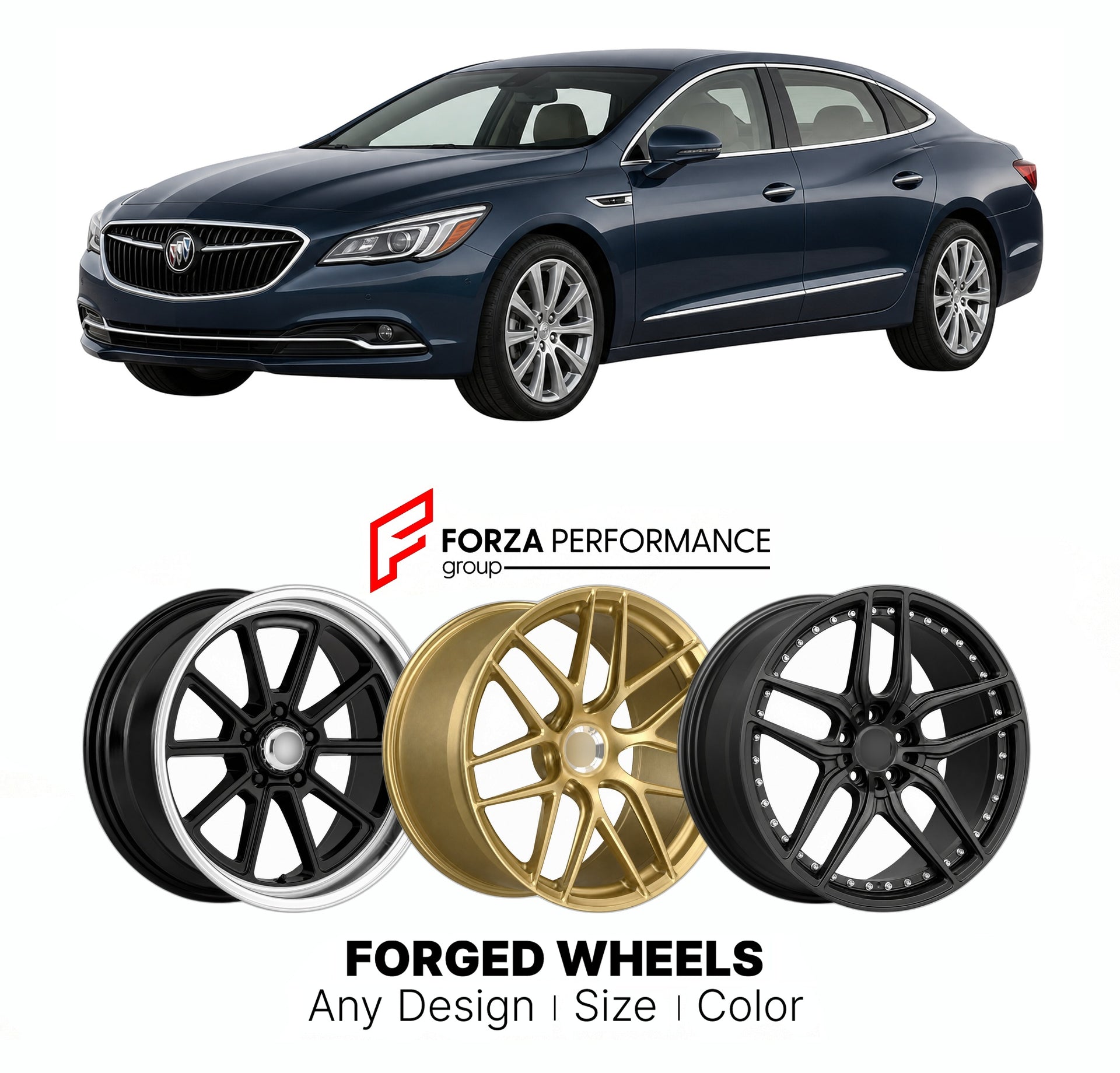 FORGED WHEELS RIMS for BUICK LACROSSE PREMIUM 2005 - 2019

Custom forged wheels for Buick LaCrosse Premium 2005 - 2019. Made-to-order monoblock, 2-piece and 3-piece rims in custom sizes, offsets, colors and finishes with guaranteed fitment.

We manufacture premium quality forged wheels rims for Buick LaCrosse Premium 2005 - 2019 in any design, size, color.

THIS WHEEL DESIGN CAN BE CUSTOM-MADE FOR YOUR CAR IN ANY SIZE AND COLOR OPTIONS
Available in monoblock, 2-piece, 3-piece, duoblock, beadlock
3D wheel re