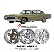 CUSTOM CLASSIC VINTAGE RESTOMOD RETRO OLD SCHOOL FORGED WHEELS RIMS for BUICK LESABRE 1971 - 1976
Custom forged wheels for classic American muscle cars. Ideal for restomod builds, vintage restorations, and show cars. Deep dish and retro styling available.

We manufacture premium quality forged wheels rims for Buick LeSabre 1971 - 1976 in any design, size, color.

THIS WHEEL DESIGN CAN BE CUSTOM-MADE FOR YOUR CAR IN ANY SIZE AND COLOR OPTIONS
Available in monoblock, 2-piece, 3-piece, duoblock, beadlock
3D wh