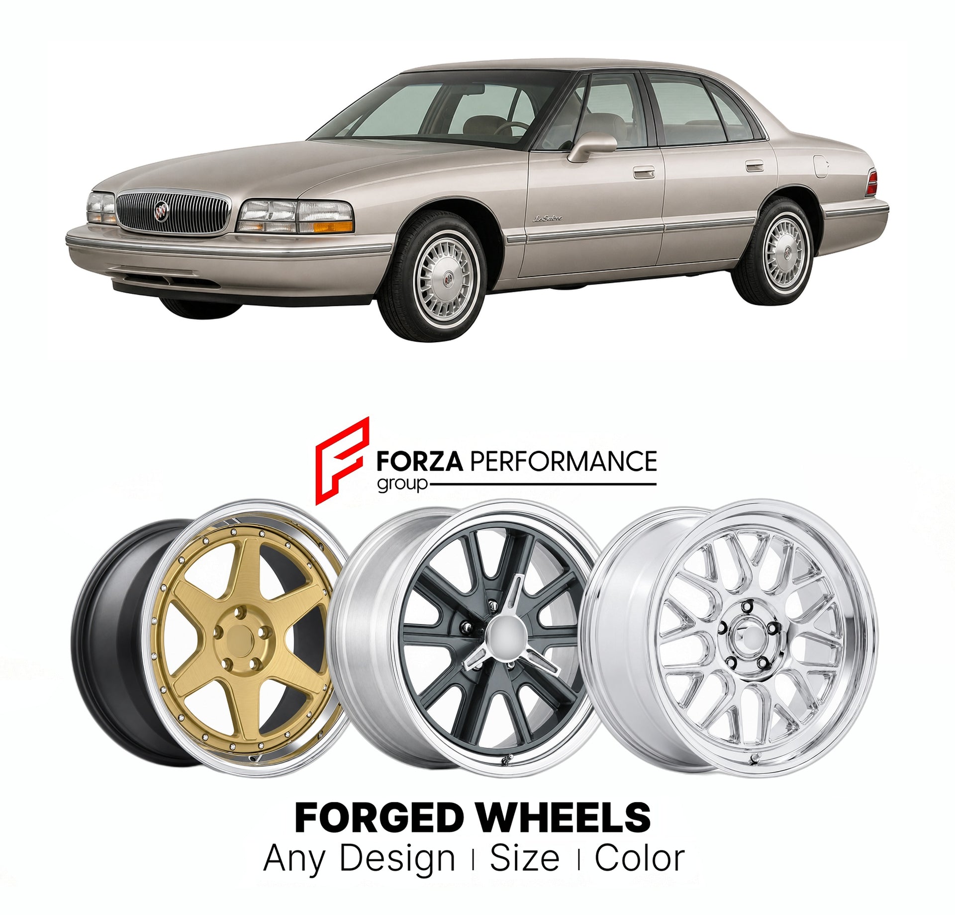 FORGED WHEELS RIMS for BUICK LESABRE CUSTOM 1990 - 2005

Custom forged wheels for Buick LeSabre Custom 1990 - 2005. Made-to-order monoblock, 2-piece and 3-piece rims in custom sizes, offsets, colors and finishes with guaranteed fitment.

We manufacture premium quality forged wheels rims for Buick LeSabre Custom 1990 - 2005 in any design, size, color.

THIS WHEEL DESIGN CAN BE CUSTOM-MADE FOR YOUR CAR IN ANY SIZE AND COLOR OPTIONS
Available in monoblock, 2-piece, 3-piece, duoblock, beadlock
3D wheel renderin