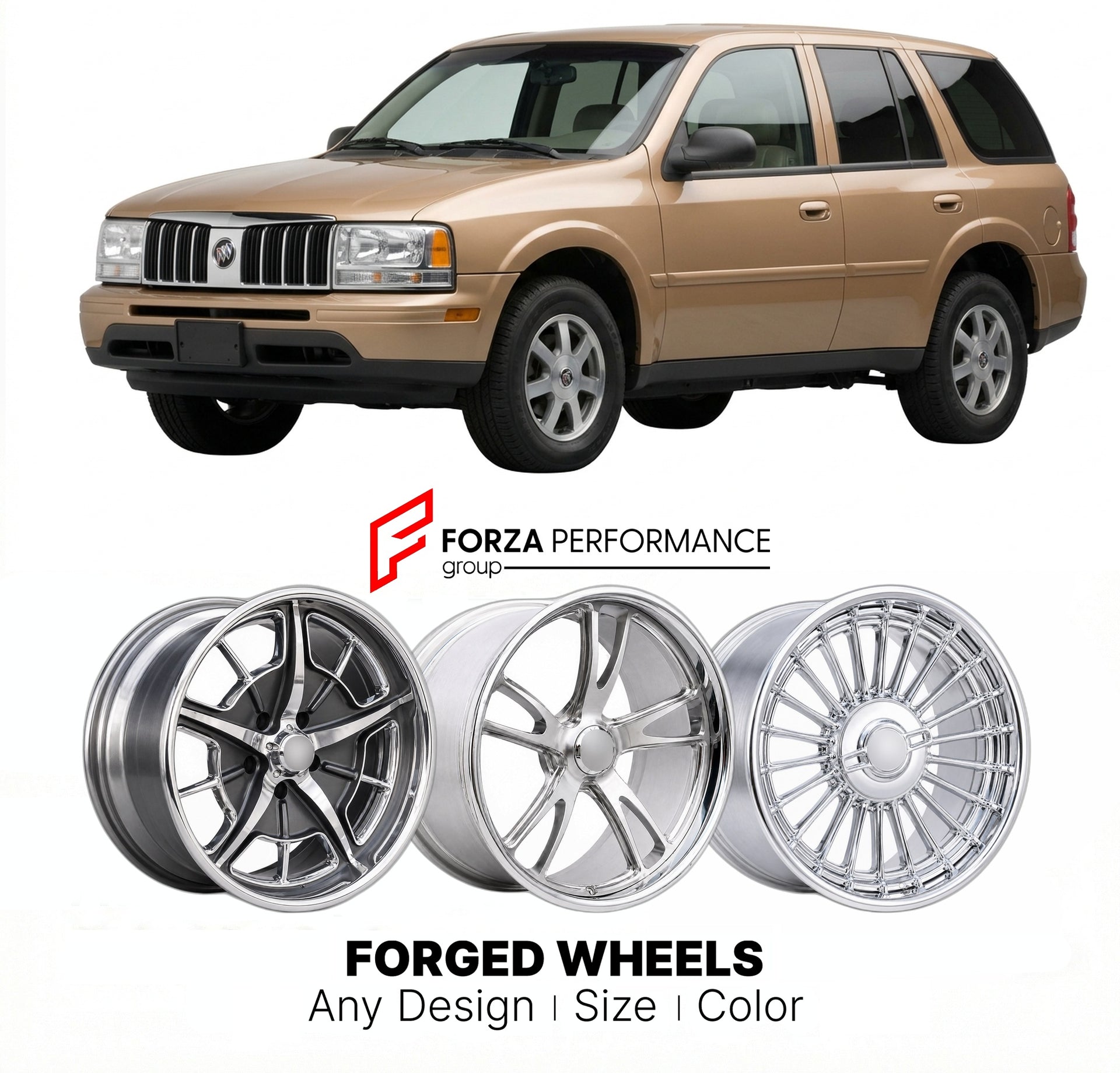 CUSTOM CLASSIC VINTAGE RESTOMOD RETRO OLD SCHOOL FORGED WHEELS RIMS for BUICK RAINIER 1979 - 1983
Custom forged wheels for classic American muscle cars. Ideal for restomod builds, vintage restorations, and show cars. Deep dish and retro styling available.

We manufacture premium quality forged wheels rims for Buick Rainier 1979 - 1983 in any design, size, color.

THIS WHEEL DESIGN CAN BE CUSTOM-MADE FOR YOUR CAR IN ANY SIZE AND COLOR OPTIONS
Available in monoblock, 2-piece, 3-piece, duoblock, beadlock
3D wh