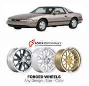 FORGED WHEELS RIMS for BUICK REATTA 1988 - 1991

Custom forged wheels for Buick Reatta 1988 - 1991. Made-to-order monoblock, 2-piece and 3-piece rims in custom sizes, offsets, colors and finishes with guaranteed fitment.

We manufacture premium quality forged wheels rims for Buick Reatta 1988 - 1991 in any design, size, color.

THIS WHEEL DESIGN CAN BE CUSTOM-MADE FOR YOUR CAR IN ANY SIZE AND COLOR OPTIONS
Available in monoblock, 2-piece, 3-piece, duoblock, beadlock
3D wheel renderings are provided accordin