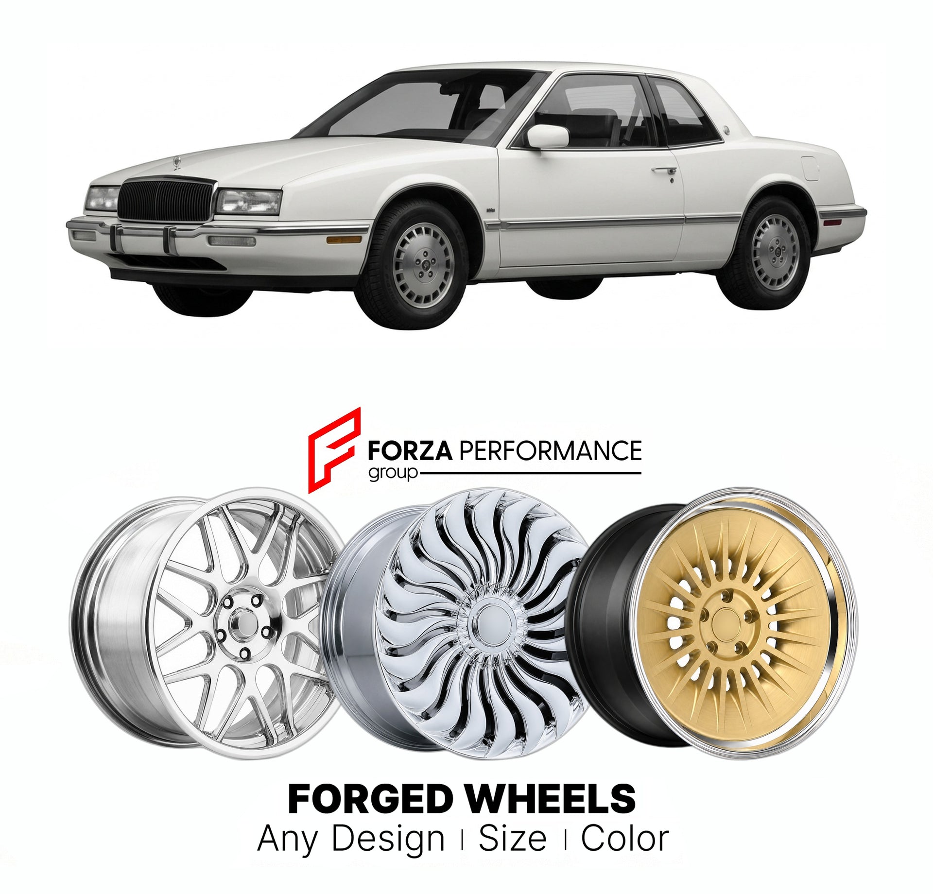 FORGED WHEELS RIMS for BUICK RIVIERA 1986 - 1993

Custom forged wheels for Buick Riviera 1986 - 1993. Made-to-order monoblock, 2-piece and 3-piece rims in custom sizes, offsets, colors and finishes with guaranteed fitment.

We manufacture premium quality forged wheels rims for Buick Riviera 1986 - 1993 in any design, size, color.

THIS WHEEL DESIGN CAN BE CUSTOM-MADE FOR YOUR CAR IN ANY SIZE AND COLOR OPTIONS
Available in monoblock, 2-piece, 3-piece, duoblock, beadlock
3D wheel renderings are provided accor