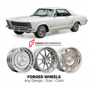 CUSTOM CLASSIC VINTAGE RESTOMOD RETRO OLD SCHOOL FORGED WHEELS RIMS for BUICK RIVIERA GS 1965 - 1972
Custom forged wheels for classic American muscle cars. Ideal for restomod builds, vintage restorations, and show cars. Deep dish and retro styling available.

We manufacture premium quality forged wheels rims for Buick Riviera GS 1965 - 1972 in any design, size, color.

THIS WHEEL DESIGN CAN BE CUSTOM-MADE FOR YOUR CAR IN ANY SIZE AND COLOR OPTIONS
Available in monoblock, 2-piece, 3-piece, duoblock, beadlock
