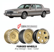 FORGED WHEELS RIMS for BUICK ROADMASTER LIMITED SEDAN B-BODY 1991 - 1996

Custom forged wheels for Buick Roadmaster Limited Sedan B-Body 1991 - 1996. Made-to-order monoblock, 2-piece and 3-piece rims in custom sizes, offsets, colors and finishes with guaranteed fitment.

We manufacture premium quality forged wheels rims for Buick Roadmaster Limited Sedan B-Body 1991 - 1996 in any design, size, color.

THIS WHEEL DESIGN CAN BE CUSTOM-MADE FOR YOUR CAR IN ANY SIZE AND COLOR OPTIONS
Available in monoblock, 2-p