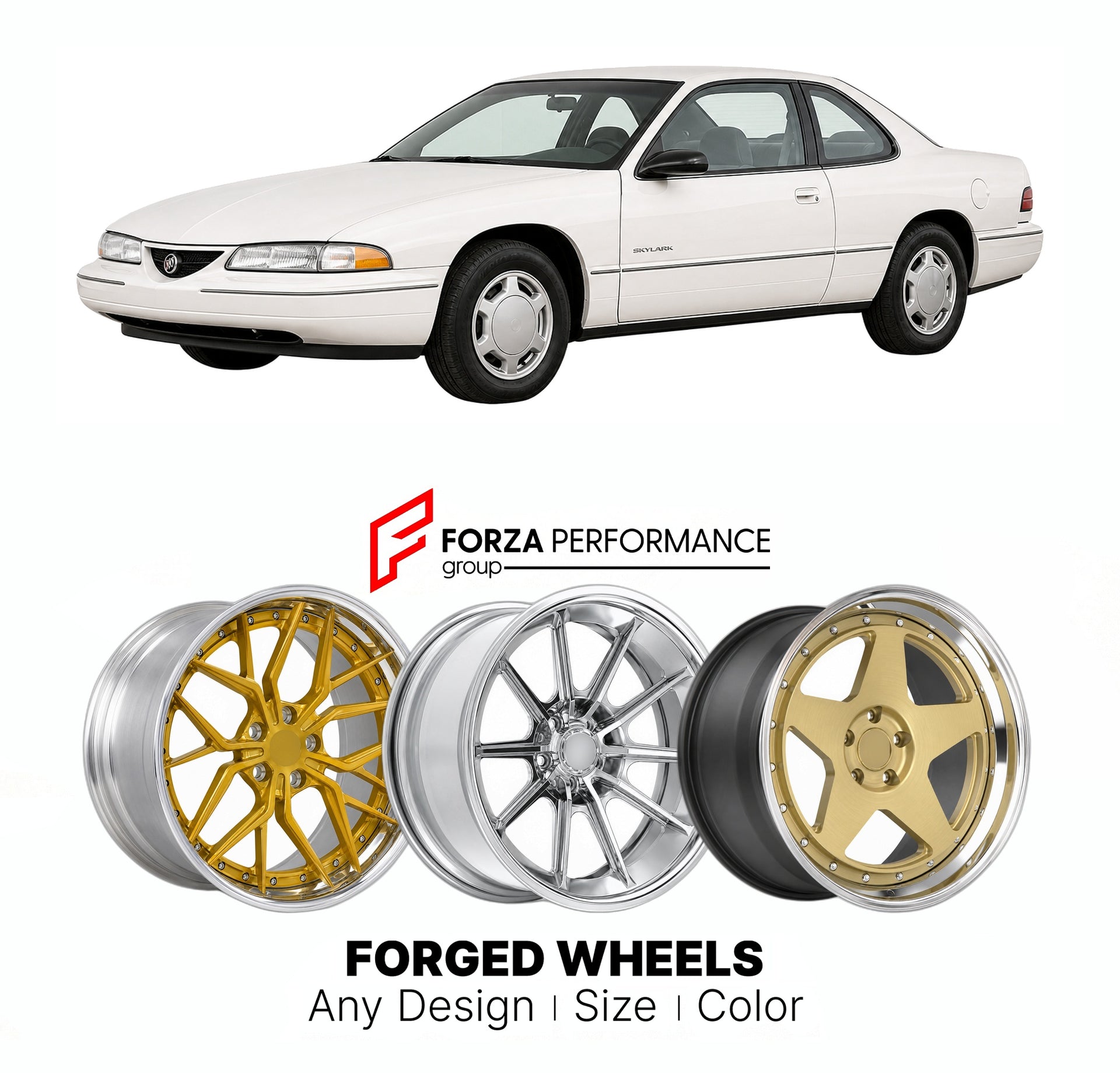 FORGED WHEELS RIMS for BUICK SKYLARK 1992 - 1998

Custom forged wheels for Buick Skylark 1992 - 1998. Made-to-order monoblock, 2-piece and 3-piece rims in custom sizes, offsets, colors and finishes with guaranteed fitment.

We manufacture premium quality forged wheels rims for Buick Skylark 1992 - 1998 in any design, size, color.

THIS WHEEL DESIGN CAN BE CUSTOM-MADE FOR YOUR CAR IN ANY SIZE AND COLOR OPTIONS
Available in monoblock, 2-piece, 3-piece, duoblock, beadlock
3D wheel renderings are provided accor