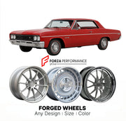 CUSTOM CLASSIC VINTAGE RESTOMOD RETRO OLD SCHOOL FORGED WHEELS RIMS for BUICK SKYLARK CUSTOM 1964 - 1967
Custom forged wheels for classic American muscle cars. Ideal for restomod builds, vintage restorations, and show cars. Deep dish and retro styling available.

We manufacture premium quality forged wheels rims for Buick Skylark Custom 1964 - 1967 in any design, size, color.

THIS WHEEL DESIGN CAN BE CUSTOM-MADE FOR YOUR CAR IN ANY SIZE AND COLOR OPTIONS
Available in monoblock, 2-piece, 3-piece, duoblock, 