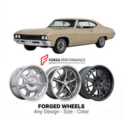 CUSTOM CLASSIC VINTAGE RESTOMOD RETRO OLD SCHOOL FORGED WHEELS RIMS for BUICK SKYLARK CUSTOM 1968 - 1972
Custom forged wheels for classic American muscle cars. Ideal for restomod builds, vintage restorations, and show cars. Deep dish and retro styling available.

We manufacture premium quality forged wheels rims for Buick Skylark Custom 1968 - 1972 in any design, size, color.

THIS WHEEL DESIGN CAN BE CUSTOM-MADE FOR YOUR CAR IN ANY SIZE AND COLOR OPTIONS
Available in monoblock, 2-piece, 3-piece, duoblock, 