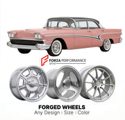 CUSTOM CLASSIC VINTAGE RESTOMOD RETRO OLD SCHOOL FORGED WHEELS RIMS for BUICK SKYLINE 1958 - 1961
Custom forged wheels for classic American muscle cars. Ideal for restomod builds, vintage restorations, and show cars. Deep dish and retro styling available.

We manufacture premium quality forged wheels rims for Buick Skyline 1958 - 1961 in any design, size, color.

THIS WHEEL DESIGN CAN BE CUSTOM-MADE FOR YOUR CAR IN ANY SIZE AND COLOR OPTIONS
Available in monoblock, 2-piece, 3-piece, duoblock, beadlock
3D wh