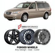 FORGED WHEELS RIMS for BUICK TERRAZA CXL 2005 - 2007

Custom forged wheels for Buick Terraza CXL 2005 - 2007. Made-to-order monoblock, 2-piece and 3-piece rims in custom sizes, offsets, colors and finishes with guaranteed fitment.

We manufacture premium quality forged wheels rims for Buick Terraza CXL 2005 - 2007 in any design, size, color.

THIS WHEEL DESIGN CAN BE CUSTOM-MADE FOR YOUR CAR IN ANY SIZE AND COLOR OPTIONS
Available in monoblock, 2-piece, 3-piece, duoblock, beadlock
3D wheel renderings are pr