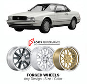 FORGED WHEELS RIMS for CADILLAC ALLANTE 1990 - 1993

Custom forged wheels for Cadillac Allante 1990 - 1993. Made-to-order monoblock, 2-piece and 3-piece rims in custom sizes, offsets, colors and finishes with guaranteed fitment.

We manufacture premium quality forged wheels rims for Cadillac Allante 1990 - 1993 in any design, size, color.

THIS WHEEL DESIGN CAN BE CUSTOM-MADE FOR YOUR CAR IN ANY SIZE AND COLOR OPTIONS
Available in monoblock, 2-piece, 3-piece, duoblock, beadlock
3D wheel renderings are provi