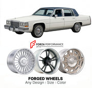CUSTOM CLASSIC VINTAGE RESTOMOD RETRO OLD SCHOOL FORGED WHEELS RIMS for CADILLAC BROUGHAM 1987 - 1990
Custom forged wheels for classic American muscle cars. Ideal for restomod builds, vintage restorations, and show cars. Deep dish and retro styling available.

We manufacture premium quality forged wheels rims for Cadillac Brougham 1987 - 1990 in any design, size, color.

THIS WHEEL DESIGN CAN BE CUSTOM-MADE FOR YOUR CAR IN ANY SIZE AND COLOR OPTIONS
Available in monoblock, 2-piece, 3-piece, duoblock, beadlo