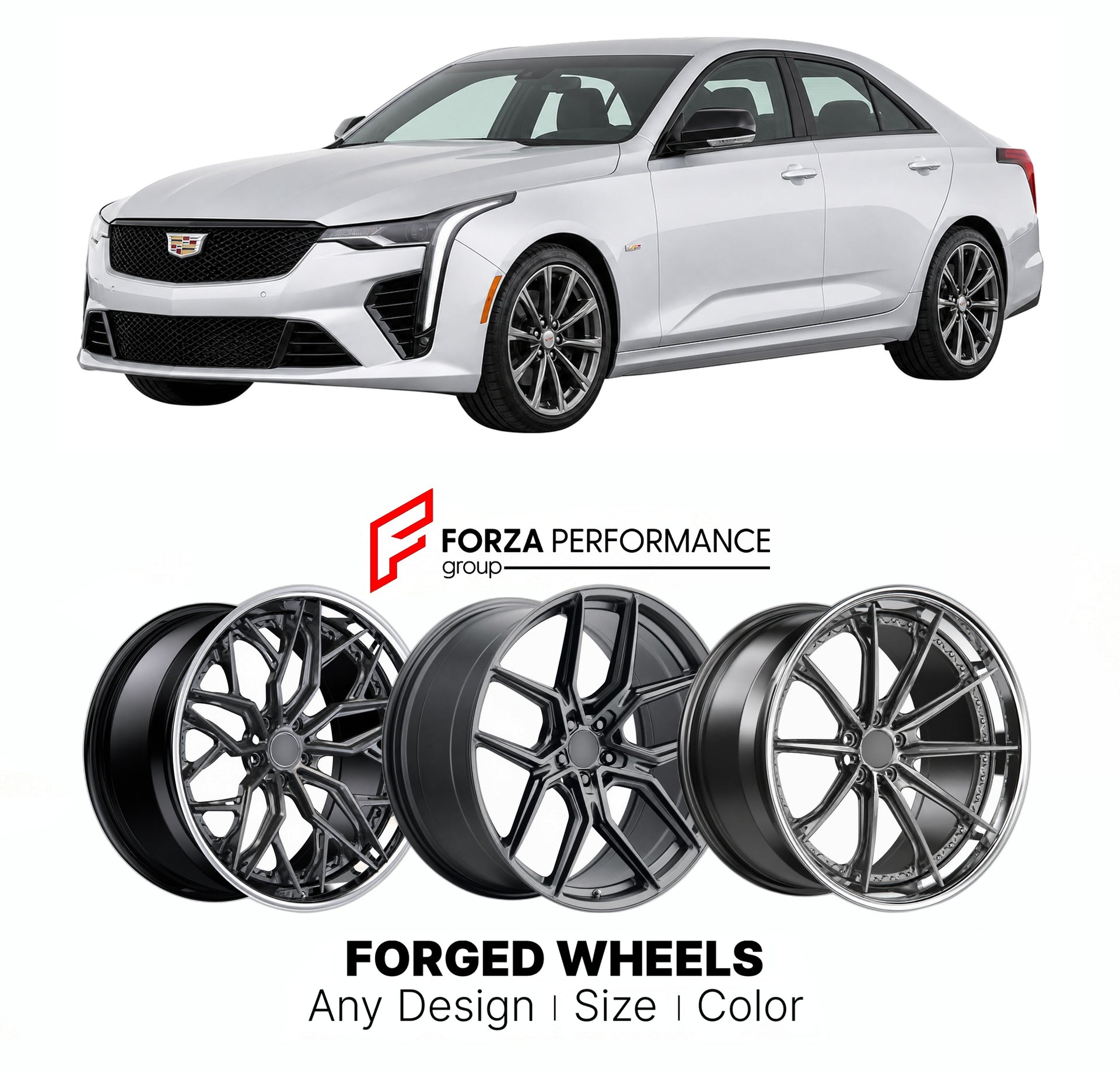 FORGED WHEELS RIMS for CADILLAC CT4 CT4-V 2020+

Custom forged wheels for Cadillac CT4 CT4-V 2020+. Made-to-order monoblock, 2-piece and 3-piece rims in custom sizes, offsets, colors and finishes with guaranteed fitment.

We manufacture premium quality forged wheels rims for Cadillac CT4 CT4-V 2020+ in any design, size, color.

THIS WHEEL DESIGN CAN BE CUSTOM-MADE FOR YOUR CAR IN ANY SIZE AND COLOR OPTIONS
Available in monoblock, 2-piece, 3-piece, duoblock, beadlock
3D wheel renderings are provided accordin