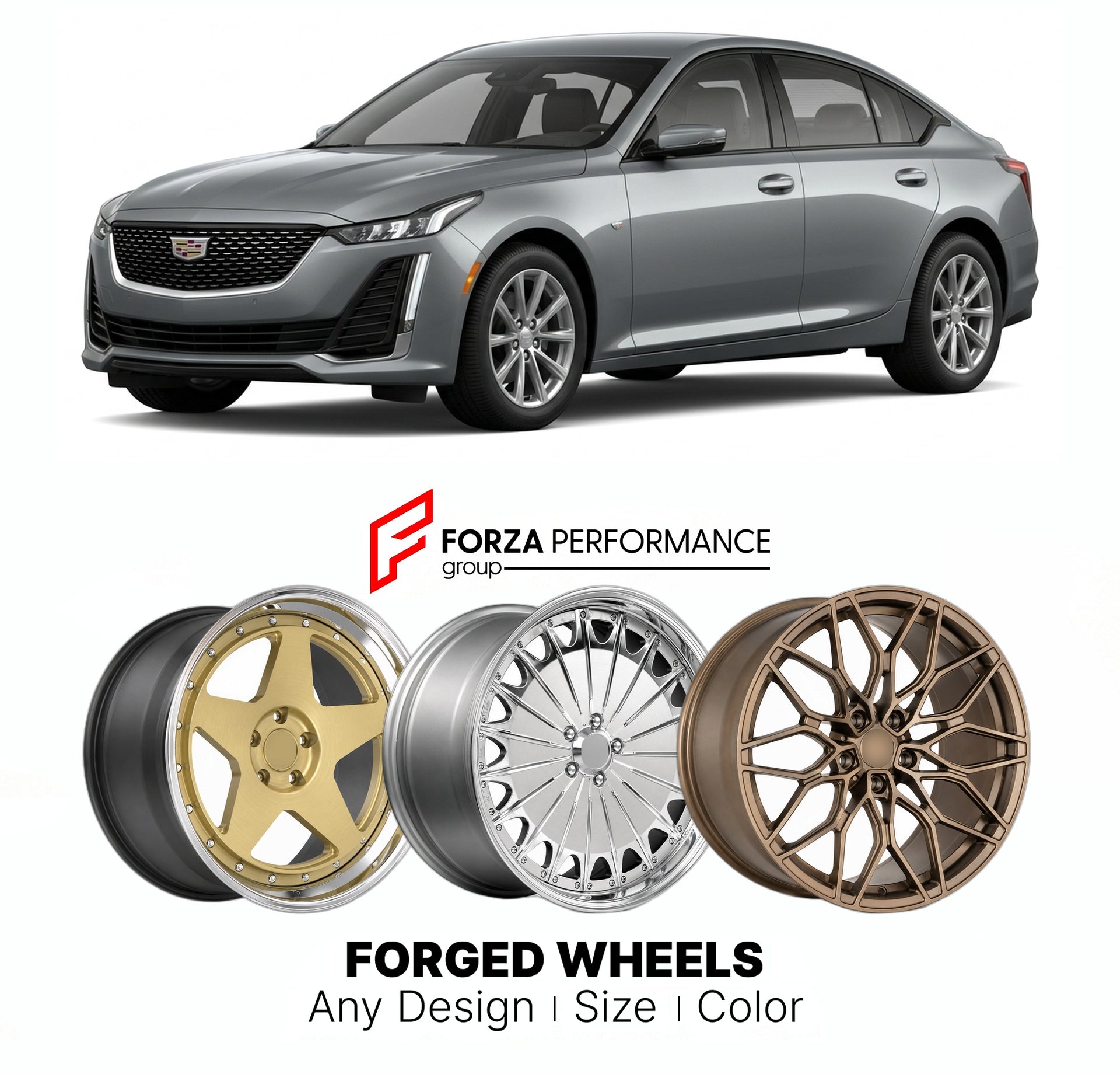 FORGED WHEELS RIMS for CADILLAC CT5 2020+

Custom forged wheels for Cadillac CT5 2020+. Made-to-order monoblock, 2-piece and 3-piece rims in custom sizes, offsets, colors and finishes with guaranteed fitment.

We manufacture premium quality forged wheels rims for Cadillac CT5 2020+ in any design, size, color.

THIS WHEEL DESIGN CAN BE CUSTOM-MADE FOR YOUR CAR IN ANY SIZE AND COLOR OPTIONS
Available in monoblock, 2-piece, 3-piece, duoblock, beadlock
3D wheel renderings are provided according to the exact dim