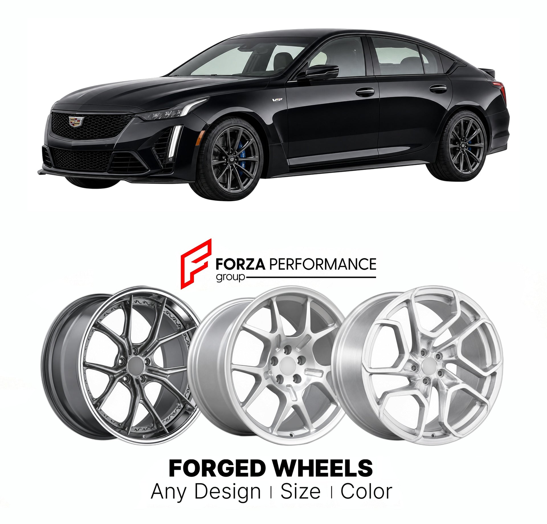 FORGED WHEELS RIMS for CADILLAC CT5 CT5-V BLACKWING 2020+

Custom forged wheels for Cadillac CT5 CT5-V Blackwing 2020+. Made-to-order monoblock, 2-piece and 3-piece rims in custom sizes, offsets, colors and finishes with guaranteed fitment.

We manufacture premium quality forged wheels rims for Cadillac CT5 CT5-V Blackwing 2020+ in any design, size, color.

THIS WHEEL DESIGN CAN BE CUSTOM-MADE FOR YOUR CAR IN ANY SIZE AND COLOR OPTIONS
Available in monoblock, 2-piece, 3-piece, duoblock, beadlock
3D wheel re