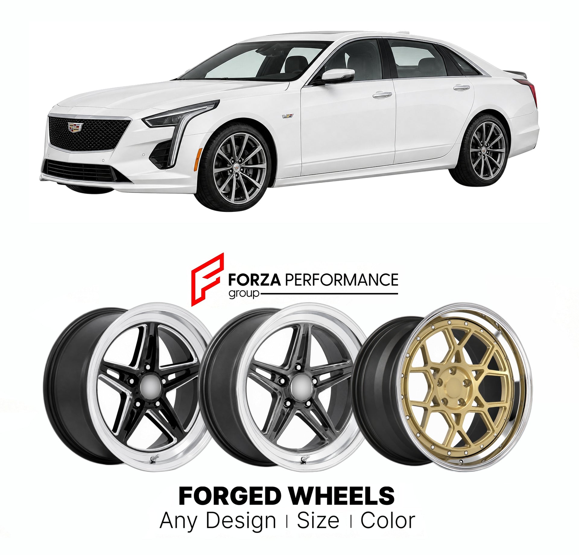 FORGED WHEELS RIMS for CADILLAC CT6-V 2019 - 2020

Custom forged wheels for Cadillac CT6-V 2019 - 2020. Made-to-order monoblock, 2-piece and 3-piece rims in custom sizes, offsets, colors and finishes with guaranteed fitment.

We manufacture premium quality forged wheels rims for Cadillac CT6-V 2019 - 2020 in any design, size, color.

THIS WHEEL DESIGN CAN BE CUSTOM-MADE FOR YOUR CAR IN ANY SIZE AND COLOR OPTIONS
Available in monoblock, 2-piece, 3-piece, duoblock, beadlock
3D wheel renderings are provided ac