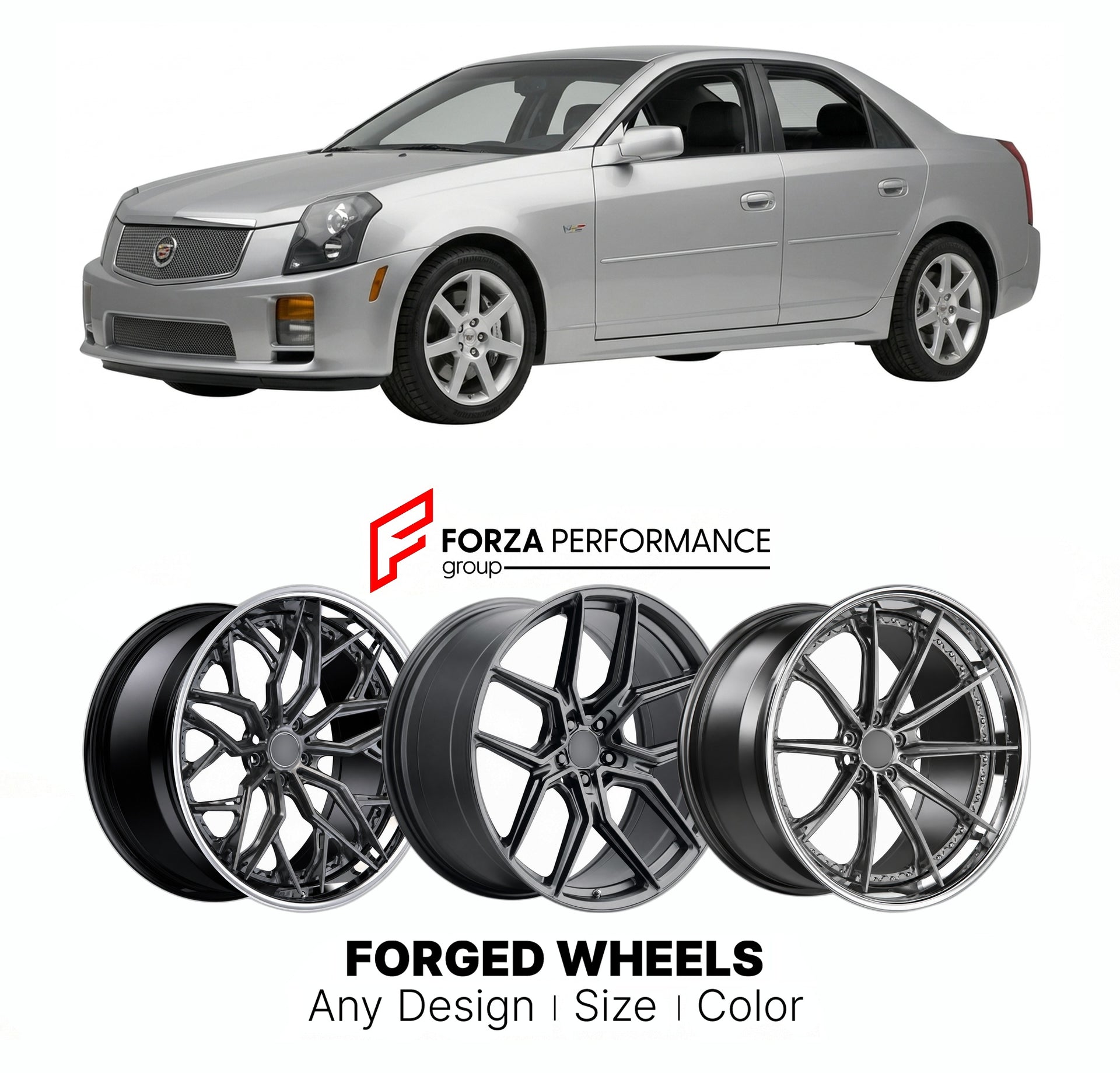 FORGED WHEELS RIMS for CADILLAC CTS-V 2004 - 2007

Custom forged wheels for Cadillac CTS-V 2004 - 2007. Made-to-order monoblock, 2-piece and 3-piece rims in custom sizes, offsets, colors and finishes with guaranteed fitment.

We manufacture premium quality forged wheels rims for Cadillac CTS-V 2004 - 2007 in any design, size, color.

THIS WHEEL DESIGN CAN BE CUSTOM-MADE FOR YOUR CAR IN ANY SIZE AND COLOR OPTIONS
Available in monoblock, 2-piece, 3-piece, duoblock, beadlock
3D wheel renderings are provided ac