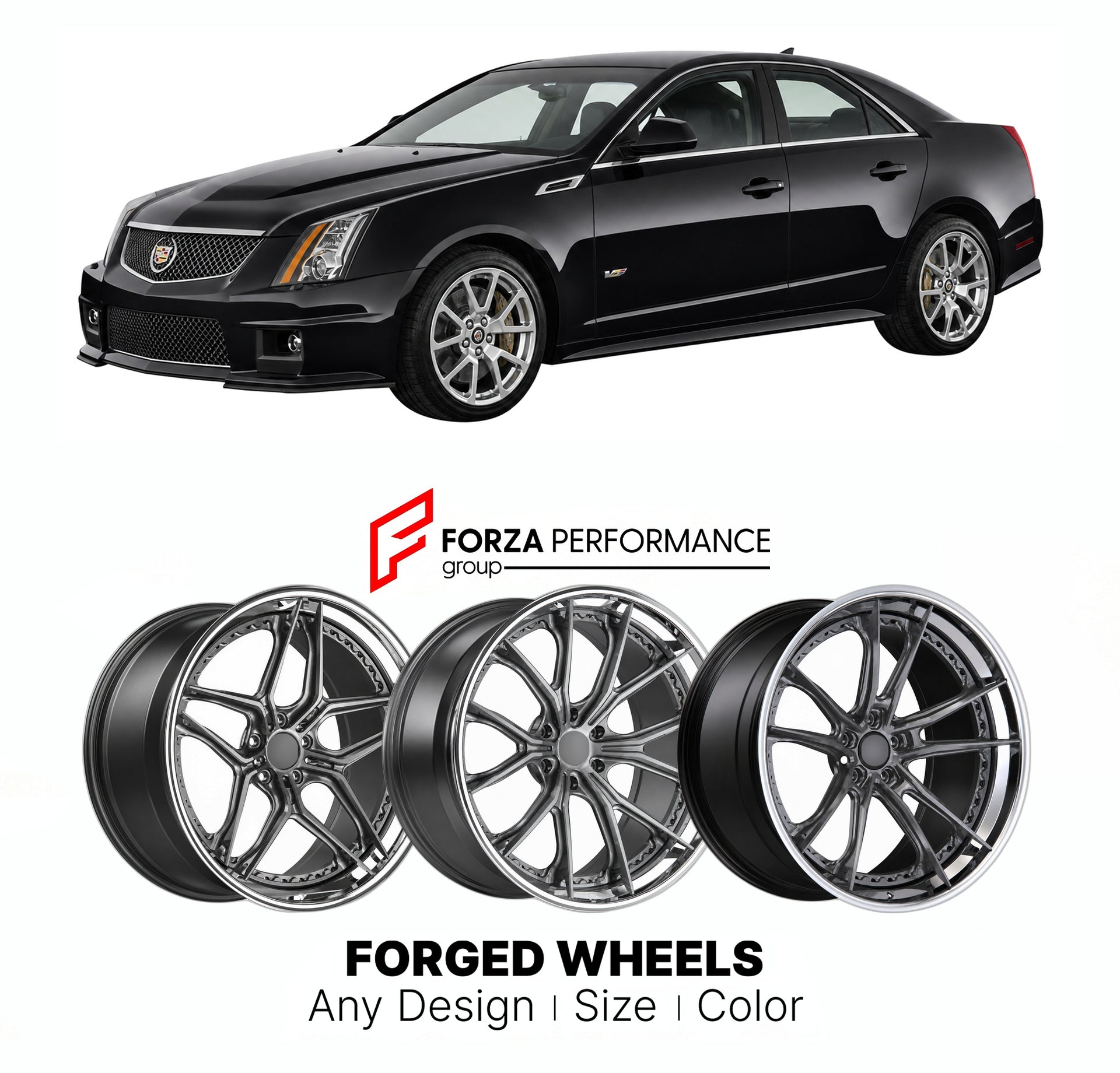 FORGED WHEELS RIMS for CADILLAC CTS-V 2009 - 2015

Custom forged wheels for Cadillac CTS-V 2009 - 2015. Made-to-order monoblock, 2-piece and 3-piece rims in custom sizes, offsets, colors and finishes with guaranteed fitment.

We manufacture premium quality forged wheels rims for Cadillac CTS-V 2009 - 2015 in any design, size, color.

THIS WHEEL DESIGN CAN BE CUSTOM-MADE FOR YOUR CAR IN ANY SIZE AND COLOR OPTIONS
Available in monoblock, 2-piece, 3-piece, duoblock, beadlock
3D wheel renderings are provided ac