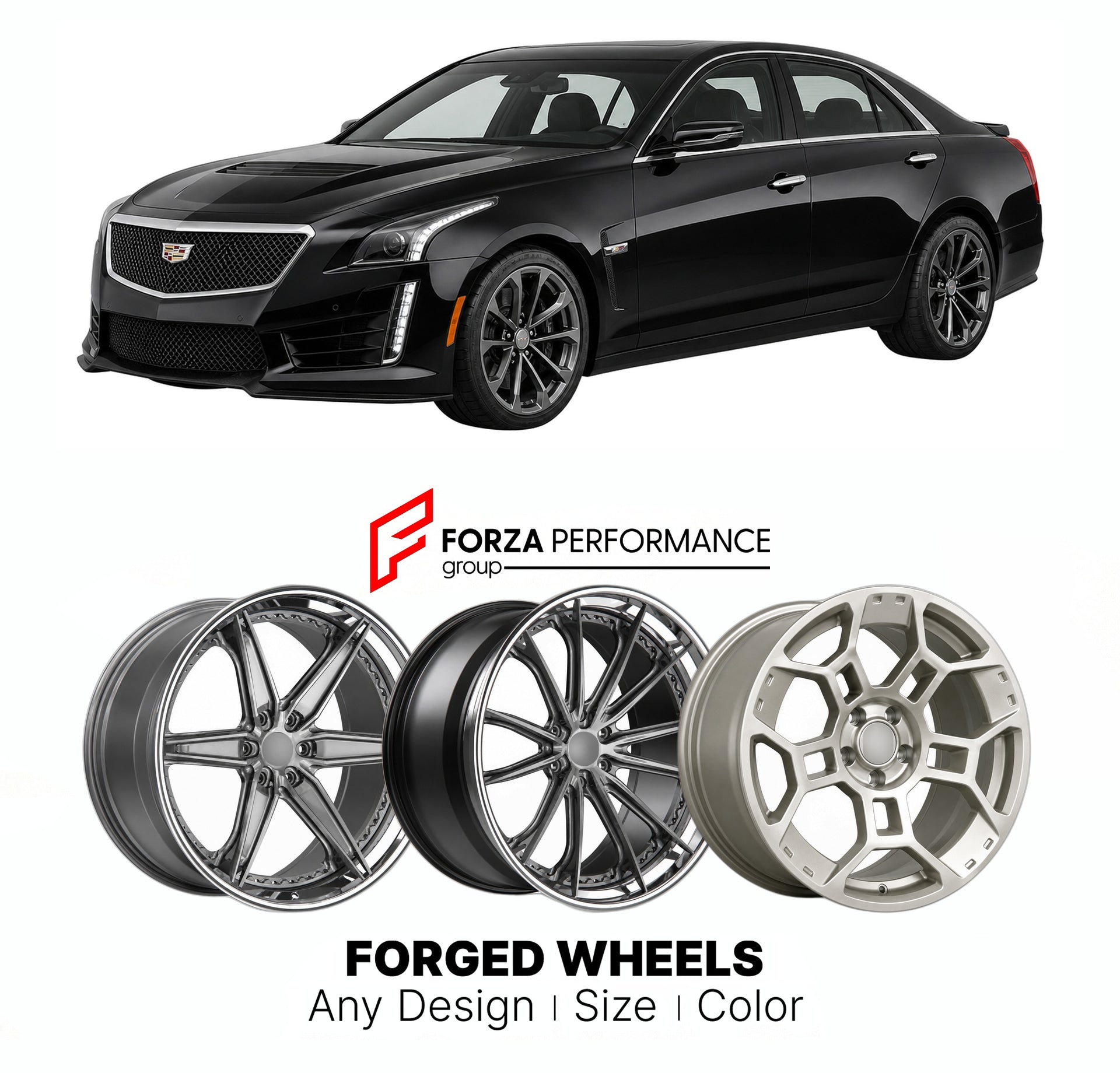 FORGED WHEELS RIMS for CADILLAC CTS-V 2016 - 2019

Custom forged wheels for Cadillac CTS-V 2016 - 2019. Made-to-order monoblock, 2-piece and 3-piece rims in custom sizes, offsets, colors and finishes with guaranteed fitment.

We manufacture premium quality forged wheels rims for Cadillac CTS-V 2016 - 2019 in any design, size, color.

THIS WHEEL DESIGN CAN BE CUSTOM-MADE FOR YOUR CAR IN ANY SIZE AND COLOR OPTIONS
Available in monoblock, 2-piece, 3-piece, duoblock, beadlock
3D wheel renderings are provided ac
