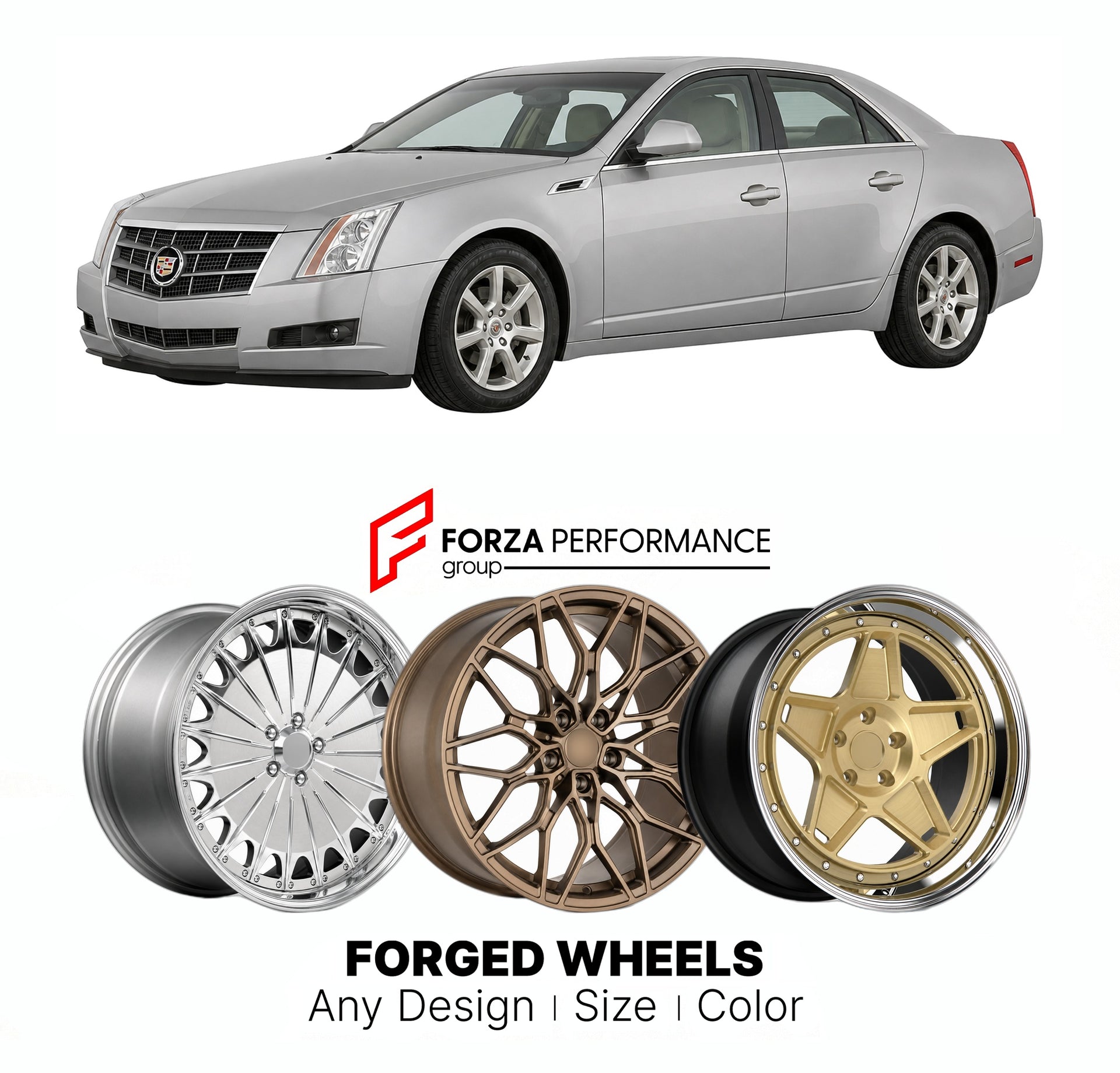 FORGED WHEELS RIMS for CADILLAC CTS 2008 - 2013

Custom forged wheels for Cadillac CTS 2008 - 2013. Made-to-order monoblock, 2-piece and 3-piece rims in custom sizes, offsets, colors and finishes with guaranteed fitment.

We manufacture premium quality forged wheels rims for Cadillac CTS 2008 - 2013 in any design, size, color.

THIS WHEEL DESIGN CAN BE CUSTOM-MADE FOR YOUR CAR IN ANY SIZE AND COLOR OPTIONS
Available in monoblock, 2-piece, 3-piece, duoblock, beadlock
3D wheel renderings are provided accordin