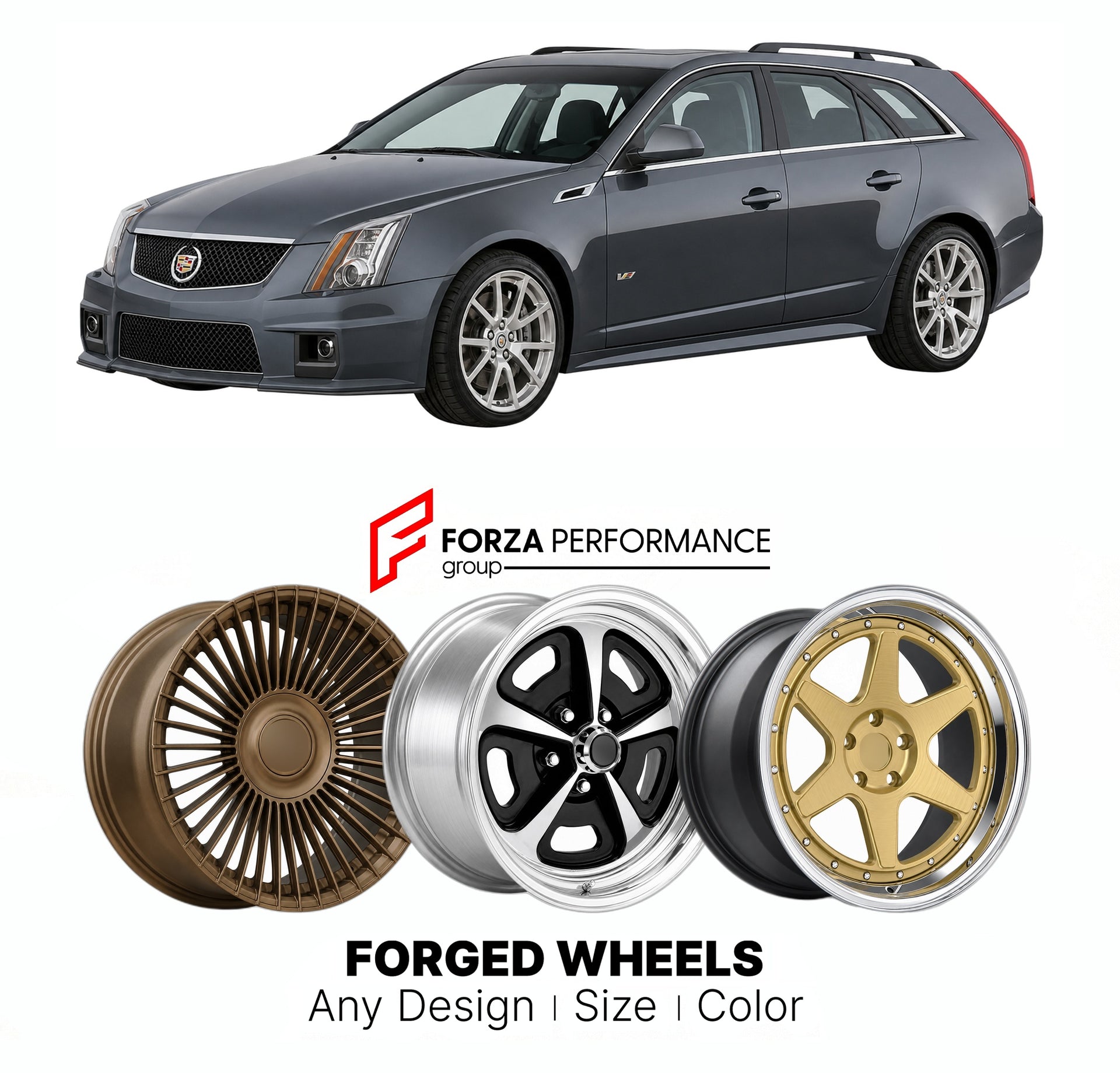FORGED WHEELS RIMS for CADILLAC CTS CTS-V WAGON 2003 - 2019

Custom forged wheels for Cadillac CTS CTS-V Wagon 2003 - 2019. Made-to-order monoblock, 2-piece and 3-piece rims in custom sizes, offsets, colors and finishes with guaranteed fitment.

We manufacture premium quality forged wheels rims for Cadillac CTS CTS-V Wagon 2003 - 2019 in any design, size, color.

THIS WHEEL DESIGN CAN BE CUSTOM-MADE FOR YOUR CAR IN ANY SIZE AND COLOR OPTIONS
Available in monoblock, 2-piece, 3-piece, duoblock, beadlock
3D wh