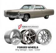 CUSTOM CLASSIC VINTAGE RESTOMOD RETRO OLD SCHOOL FORGED WHEELS RIMS for CADILLAC CALAIS 1965 - 1976
Custom forged wheels for classic American muscle cars. Ideal for restomod builds, vintage restorations, and show cars. Deep dish and retro styling available.

We manufacture premium quality forged wheels rims for Cadillac Calais 1965 - 1976 in any design, size, color.

THIS WHEEL DESIGN CAN BE CUSTOM-MADE FOR YOUR CAR IN ANY SIZE AND COLOR OPTIONS
Available in monoblock, 2-piece, 3-piece, duoblock, beadlock
3