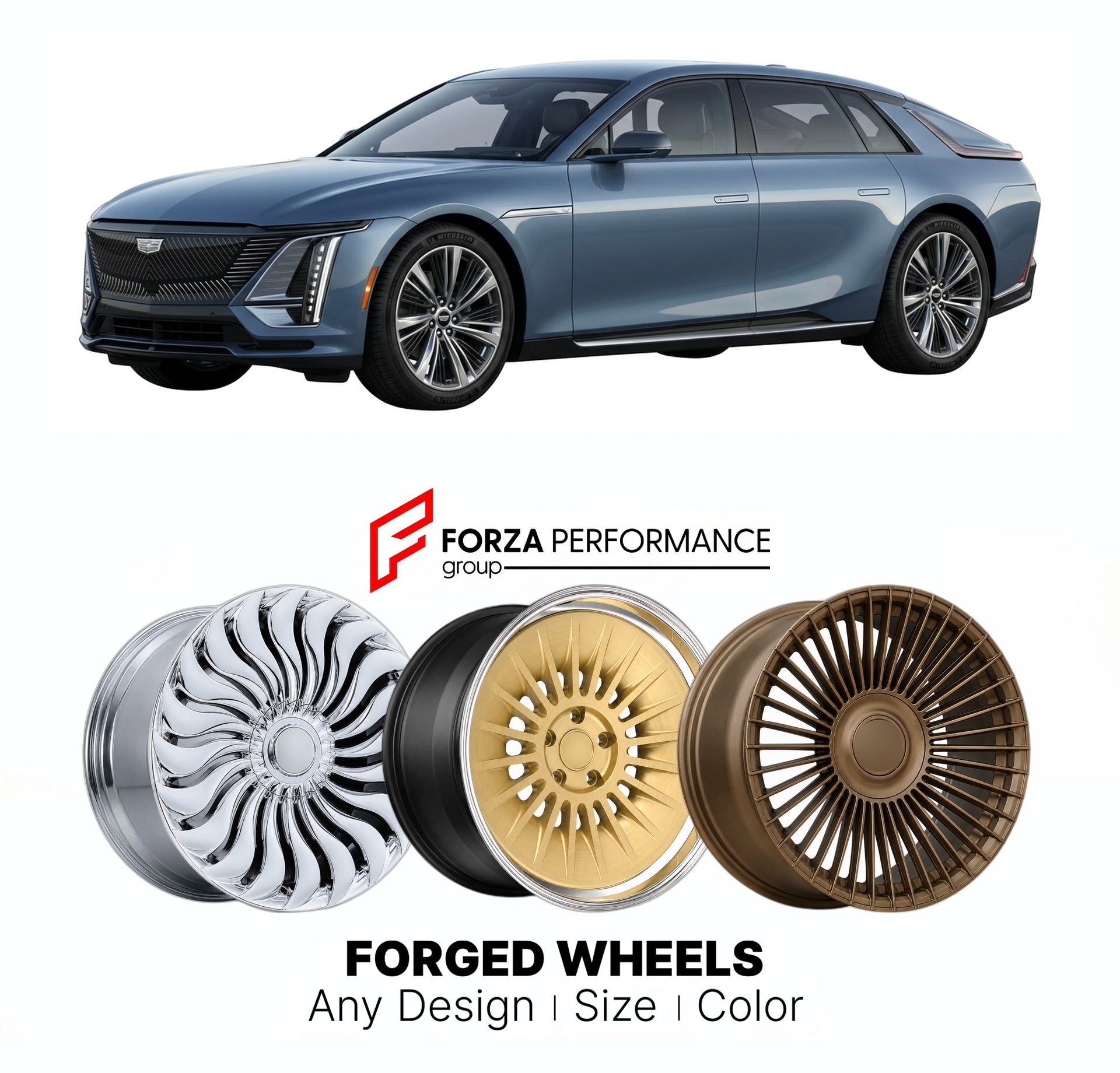 FORGED WHEELS RIMS for CADILLAC CELESTIQ 2024+

Custom forged wheels for Cadillac Celestiq 2024+. Made-to-order monoblock, 2-piece and 3-piece rims in custom sizes, offsets, colors and finishes with guaranteed fitment.

We manufacture premium quality forged wheels rims for Cadillac Celestiq 2024+ in any design, size, color.

THIS WHEEL DESIGN CAN BE CUSTOM-MADE FOR YOUR CAR IN ANY SIZE AND COLOR OPTIONS
Available in monoblock, 2-piece, 3-piece, duoblock, beadlock
3D wheel renderings are provided according t