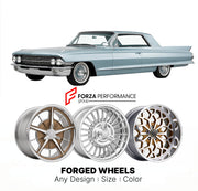 CUSTOM CLASSIC VINTAGE RESTOMOD RETRO OLD SCHOOL FORGED WHEELS RIMS for CADILLAC COUPE DE VILLE 1961 - 1964
Custom forged wheels for classic American muscle cars. Ideal for restomod builds, vintage restorations, and show cars. Deep dish and retro styling available.

We manufacture premium quality forged wheels rims for Cadillac Coupe de Ville 1961 - 1964 in any design, size, color.

THIS WHEEL DESIGN CAN BE CUSTOM-MADE FOR YOUR CAR IN ANY SIZE AND COLOR OPTIONS
Available in monoblock, 2-piece, 3-piece, duob