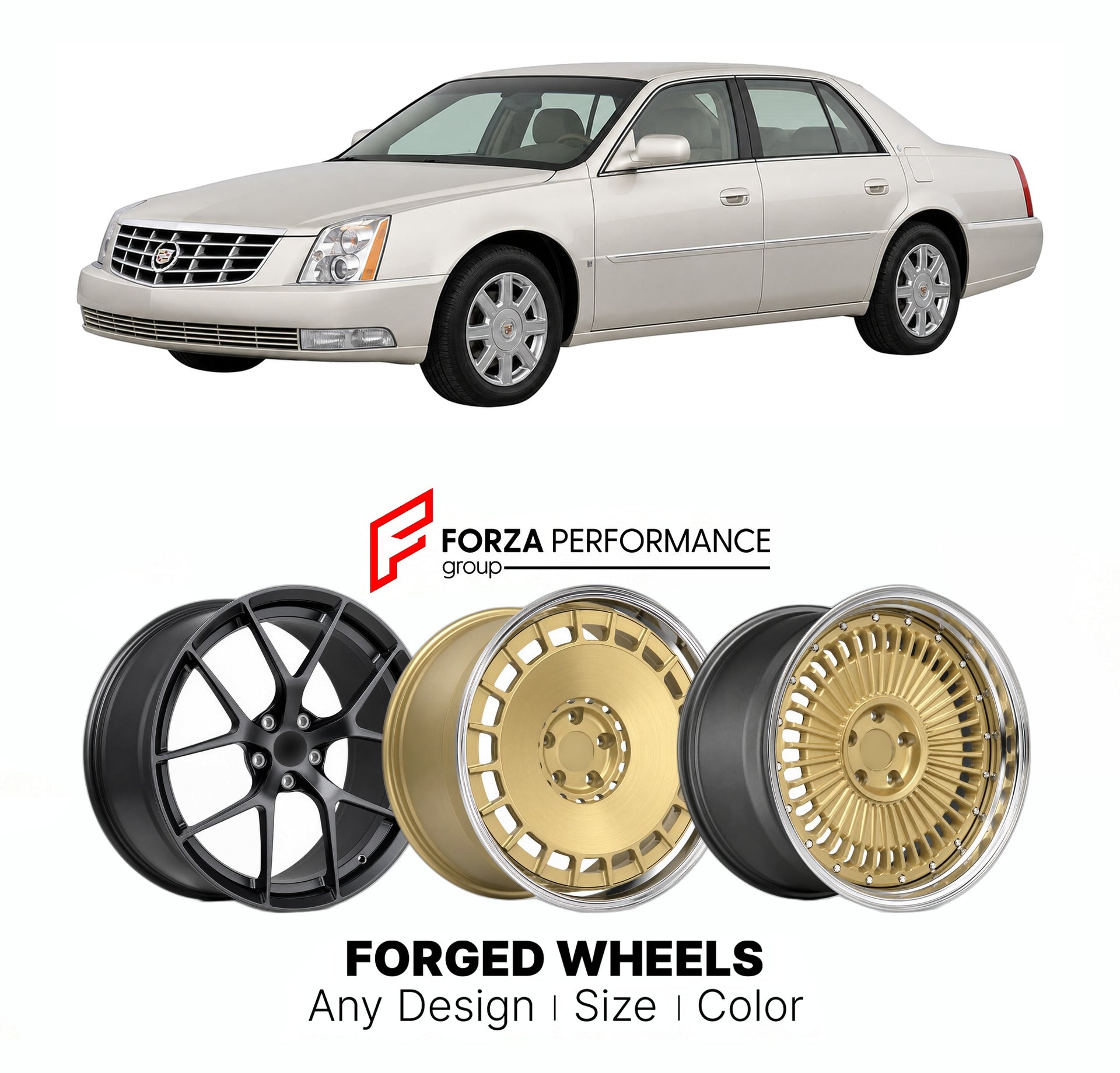 FORGED WHEELS RIMS for CADILLAC DTS LUXURY 2006 - 2011

Custom forged wheels for Cadillac DTS Luxury 2006 - 2011. Made-to-order monoblock, 2-piece and 3-piece rims in custom sizes, offsets, colors and finishes with guaranteed fitment.

We manufacture premium quality forged wheels rims for Cadillac DTS Luxury 2006 - 2011 in any design, size, color.

THIS WHEEL DESIGN CAN BE CUSTOM-MADE FOR YOUR CAR IN ANY SIZE AND COLOR OPTIONS
Available in monoblock, 2-piece, 3-piece, duoblock, beadlock
3D wheel renderings 