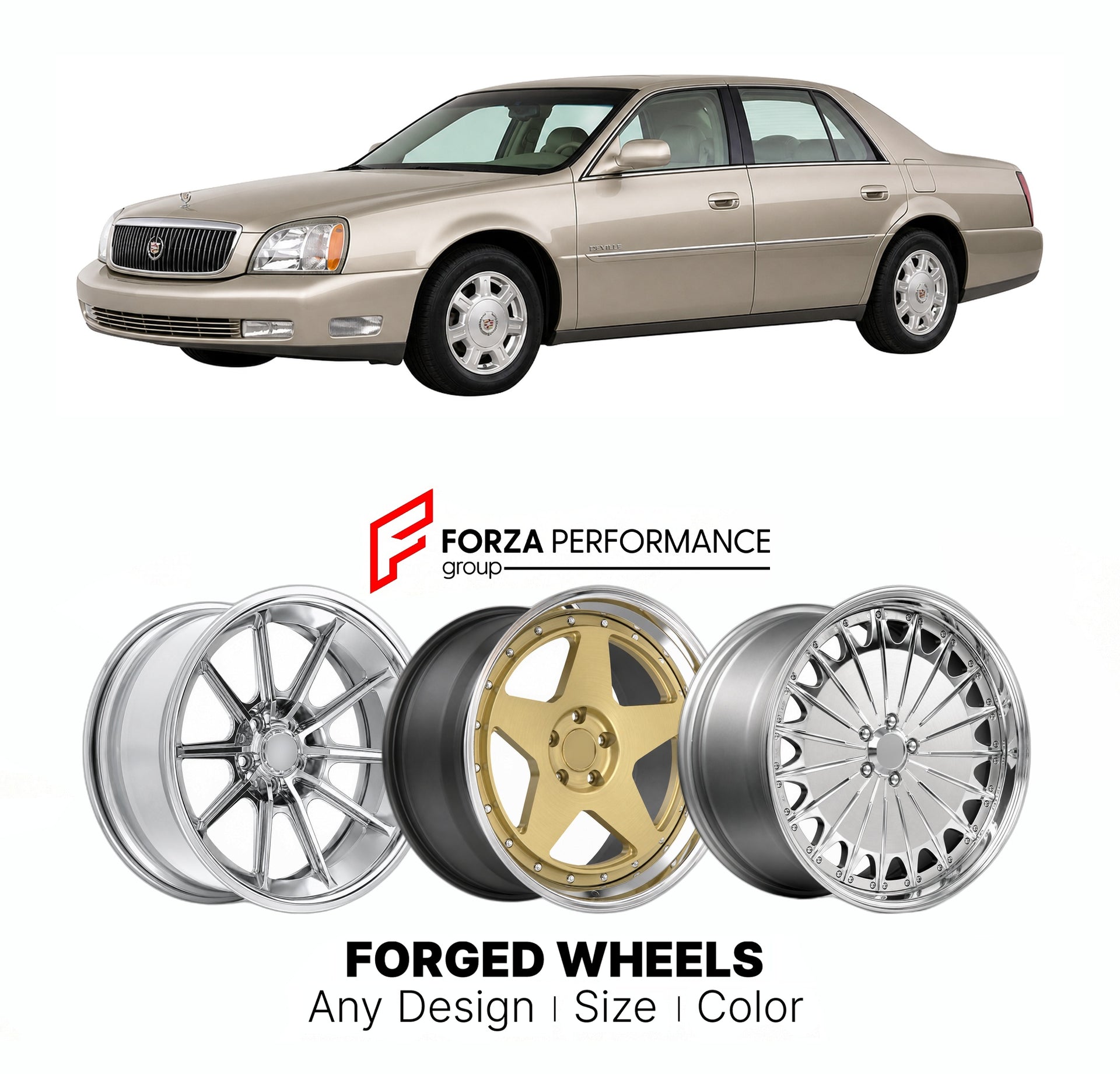 FORGED WHEELS RIMS for CADILLAC DEVILLE 2000 - 2005

Custom forged wheels for Cadillac DeVille 2000 - 2005. Made-to-order monoblock, 2-piece and 3-piece rims in custom sizes, offsets, colors and finishes with guaranteed fitment.

We manufacture premium quality forged wheels rims for Cadillac DeVille 2000 - 2005 in any design, size, color.

THIS WHEEL DESIGN CAN BE CUSTOM-MADE FOR YOUR CAR IN ANY SIZE AND COLOR OPTIONS
Available in monoblock, 2-piece, 3-piece, duoblock, beadlock
3D wheel renderings are provi