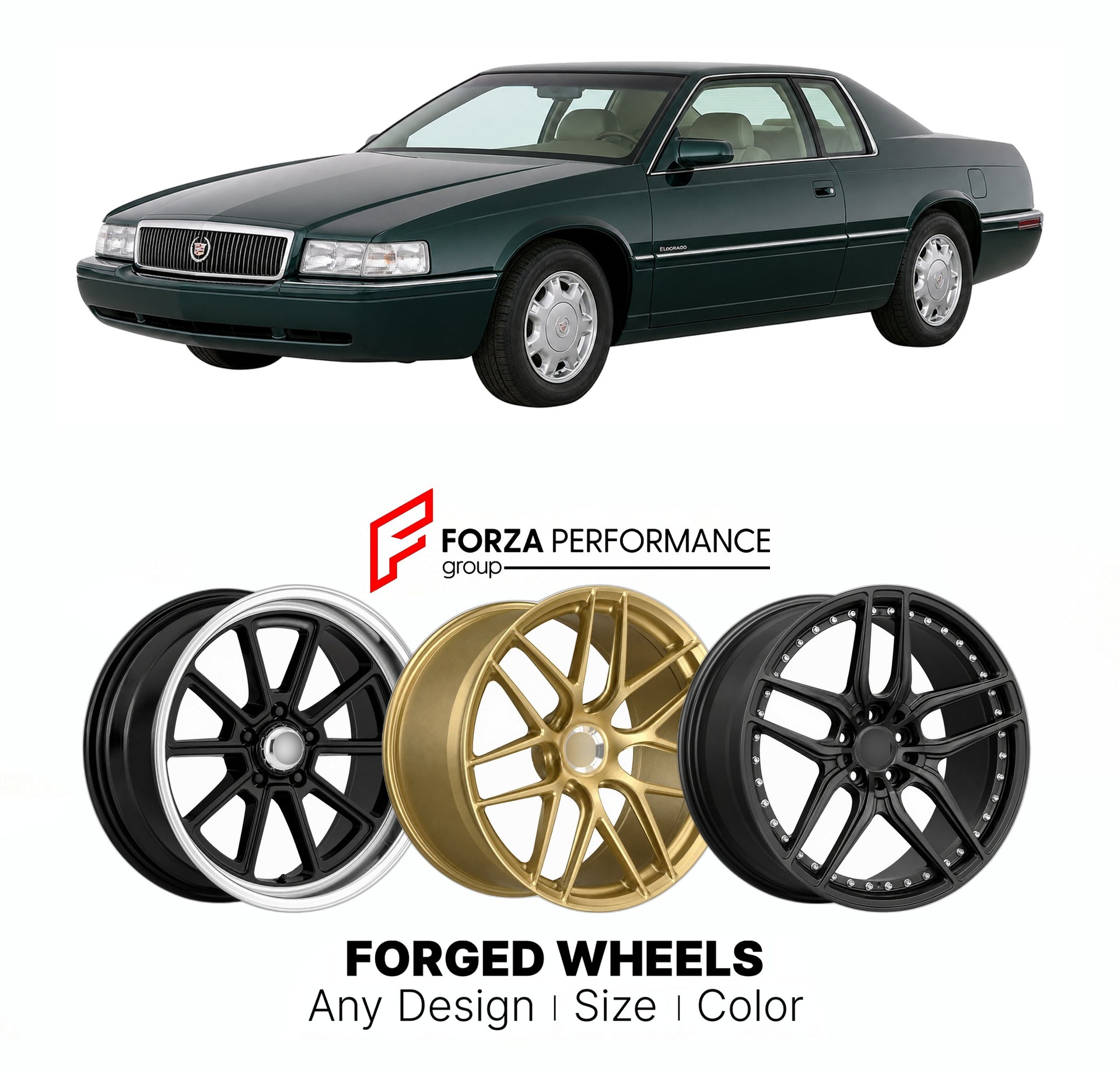 FORGED WHEELS RIMS for CADILLAC ELDORADO BASE 1992 - 2002

Custom forged wheels for Cadillac Eldorado Base 1992 - 2002. Made-to-order monoblock, 2-piece and 3-piece rims in custom sizes, offsets, colors and finishes with guaranteed fitment.

We manufacture premium quality forged wheels rims for Cadillac Eldorado Base 1992 - 2002 in any design, size, color.

THIS WHEEL DESIGN CAN BE CUSTOM-MADE FOR YOUR CAR IN ANY SIZE AND COLOR OPTIONS
Available in monoblock, 2-piece, 3-piece, duoblock, beadlock
3D wheel re