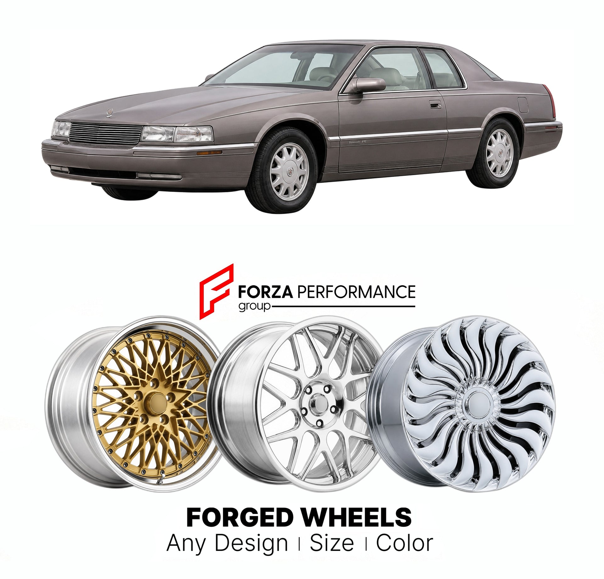 FORGED WHEELS RIMS for CADILLAC ELDORADO ETC 1992 - 2002

Custom forged wheels for Cadillac Eldorado ETC 1992 - 2002. Made-to-order monoblock, 2-piece and 3-piece rims in custom sizes, offsets, colors and finishes with guaranteed fitment.

We manufacture premium quality forged wheels rims for Cadillac Eldorado ETC 1992 - 2002 in any design, size, color.

THIS WHEEL DESIGN CAN BE CUSTOM-MADE FOR YOUR CAR IN ANY SIZE AND COLOR OPTIONS
Available in monoblock, 2-piece, 3-piece, duoblock, beadlock
3D wheel rende