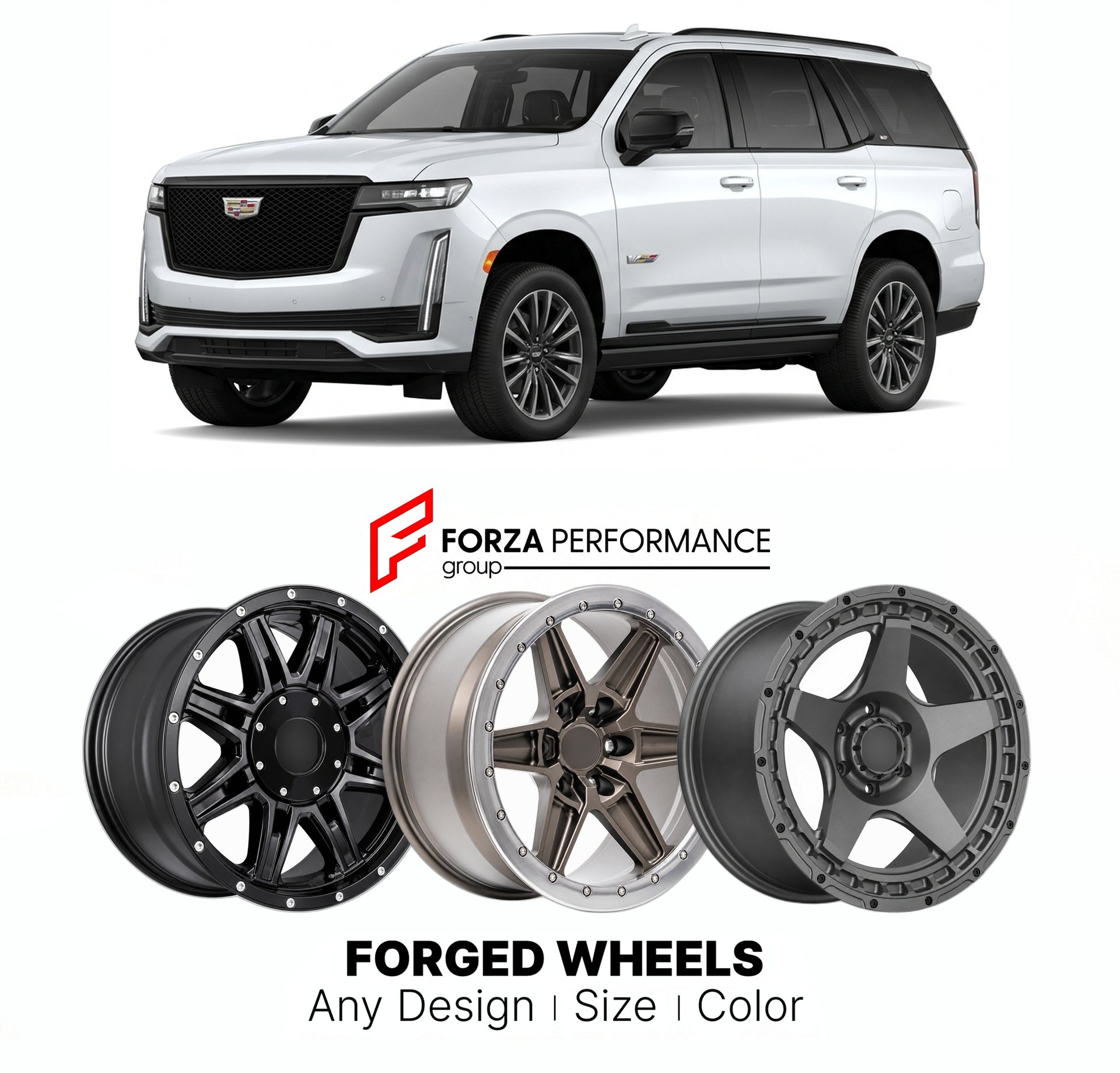 FORGED WHEELS RIMS for CADILLAC ESCALADE-V 2023 - 2024

Custom forged wheels for Cadillac Escalade-V 2023 - 2024. Made-to-order monoblock, 2-piece and 3-piece rims in custom sizes, offsets, colors and finishes with guaranteed fitment.

We manufacture premium quality forged wheels rims for Cadillac Escalade-V 2023 - 2024 in any design, size, color.

THIS WHEEL DESIGN CAN BE CUSTOM-MADE FOR YOUR CAR IN ANY SIZE AND COLOR OPTIONS
Available in monoblock, 2-piece, 3-piece, duoblock, beadlock
3D wheel renderings 