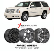 FORGED WHEELS RIMS for CADILLAC ESCALADE 2007 - 2014

Custom forged wheels for Cadillac Escalade 2007 - 2014. Made-to-order monoblock, 2-piece and 3-piece rims in custom sizes, offsets, colors and finishes with guaranteed fitment.

We manufacture premium quality forged wheels rims for Cadillac Escalade 2007 - 2014 in any design, size, color.

THIS WHEEL DESIGN CAN BE CUSTOM-MADE FOR YOUR CAR IN ANY SIZE AND COLOR OPTIONS
Available in monoblock, 2-piece, 3-piece, duoblock, beadlock
3D wheel renderings are pr