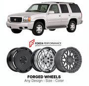 FORGED WHEELS RIMS for CADILLAC ESCALADE BASE 1999+

Custom forged wheels for Cadillac Escalade Base 1999+. Made-to-order monoblock, 2-piece and 3-piece rims in custom sizes, offsets, colors and finishes with guaranteed fitment.

We manufacture premium quality forged wheels rims for Cadillac Escalade Base 1999+ in any design, size, color.

THIS WHEEL DESIGN CAN BE CUSTOM-MADE FOR YOUR CAR IN ANY SIZE AND COLOR OPTIONS
Available in monoblock, 2-piece, 3-piece, duoblock, beadlock
3D wheel renderings are provi