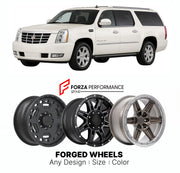 FORGED WHEELS RIMS for CADILLAC ESCALADE ESV 1999+

Custom forged wheels for Cadillac Escalade ESV 1999+. Made-to-order monoblock, 2-piece and 3-piece rims in custom sizes, offsets, colors and finishes with guaranteed fitment.

We manufacture premium quality forged wheels rims for Cadillac Escalade ESV 1999+ in any design, size, color.

THIS WHEEL DESIGN CAN BE CUSTOM-MADE FOR YOUR CAR IN ANY SIZE AND COLOR OPTIONS
Available in monoblock, 2-piece, 3-piece, duoblock, beadlock
3D wheel renderings are provided