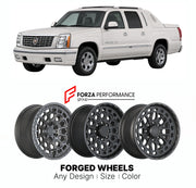 FORGED WHEELS RIMS for CADILLAC ESCALADE EXT 1999+

Custom forged wheels for Cadillac Escalade EXT 1999+. Made-to-order monoblock, 2-piece and 3-piece rims in custom sizes, offsets, colors and finishes with guaranteed fitment.

We manufacture premium quality forged wheels rims for Cadillac Escalade EXT 1999+ in any design, size, color.

THIS WHEEL DESIGN CAN BE CUSTOM-MADE FOR YOUR CAR IN ANY SIZE AND COLOR OPTIONS
Available in monoblock, 2-piece, 3-piece, duoblock, beadlock
3D wheel renderings are provided