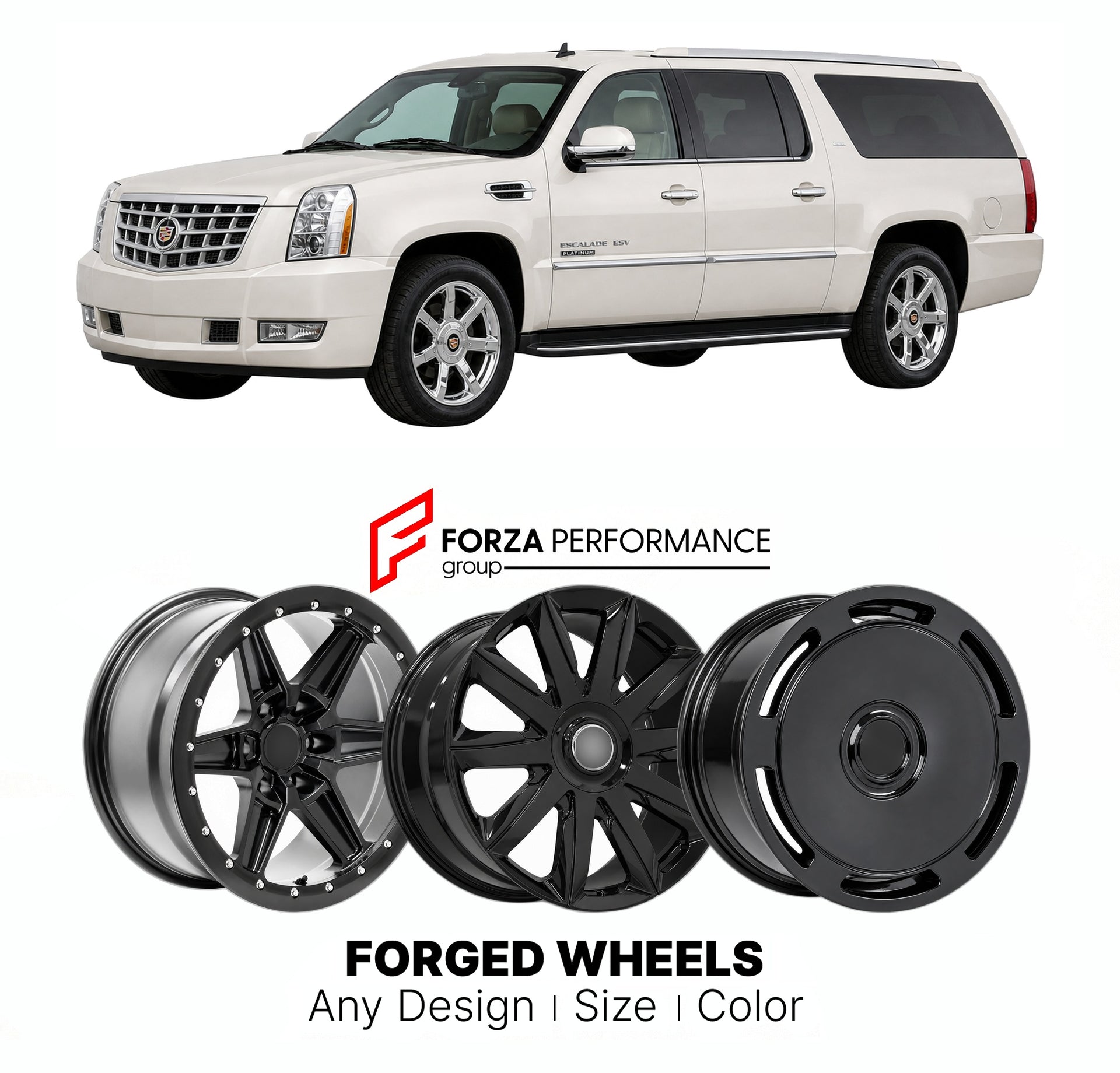 FORGED WHEELS RIMS for CADILLAC ESCALADE PLATINUM 1999+

Custom forged wheels for Cadillac Escalade Platinum 1999+. Made-to-order monoblock, 2-piece and 3-piece rims in custom sizes, offsets, colors and finishes with guaranteed fitment.

We manufacture premium quality forged wheels rims for Cadillac Escalade Platinum 1999+ in any design, size, color.

THIS WHEEL DESIGN CAN BE CUSTOM-MADE FOR YOUR CAR IN ANY SIZE AND COLOR OPTIONS
Available in monoblock, 2-piece, 3-piece, duoblock, beadlock
3D wheel renderin