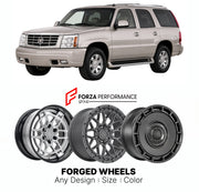 FORGED WHEELS RIMS for CADILLAC ESCALADE SPORT 1999+

Custom forged wheels for Cadillac Escalade Sport 1999+. Made-to-order monoblock, 2-piece and 3-piece rims in custom sizes, offsets, colors and finishes with guaranteed fitment.

We manufacture premium quality forged wheels rims for Cadillac Escalade Sport 1999+ in any design, size, color.

THIS WHEEL DESIGN CAN BE CUSTOM-MADE FOR YOUR CAR IN ANY SIZE AND COLOR OPTIONS
Available in monoblock, 2-piece, 3-piece, duoblock, beadlock
3D wheel renderings are pr