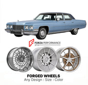 CUSTOM CLASSIC VINTAGE RESTOMOD RETRO OLD SCHOOL FORGED WHEELS RIMS for CADILLAC FLEETWOOD 1971 - 1976
Custom forged wheels for classic American muscle cars. Ideal for restomod builds, vintage restorations, and show cars. Deep dish and retro styling available.

We manufacture premium quality forged wheels rims for Cadillac Fleetwood 1971 - 1976 in any design, size, color.

THIS WHEEL DESIGN CAN BE CUSTOM-MADE FOR YOUR CAR IN ANY SIZE AND COLOR OPTIONS
Available in monoblock, 2-piece, 3-piece, duoblock, bead