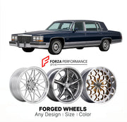 CUSTOM CLASSIC VINTAGE RESTOMOD RETRO OLD SCHOOL FORGED WHEELS RIMS for CADILLAC FLEETWOOD SEVENTY-FIVE 1985 - 1987
Custom forged wheels for classic American muscle cars. Ideal for restomod builds, vintage restorations, and show cars. Deep dish and retro styling available.

We manufacture premium quality forged wheels rims for Cadillac Fleetwood Seventy-Five 1985 - 1987 in any design, size, color.

THIS WHEEL DESIGN CAN BE CUSTOM-MADE FOR YOUR CAR IN ANY SIZE AND COLOR OPTIONS
Available in monoblock, 2-piec