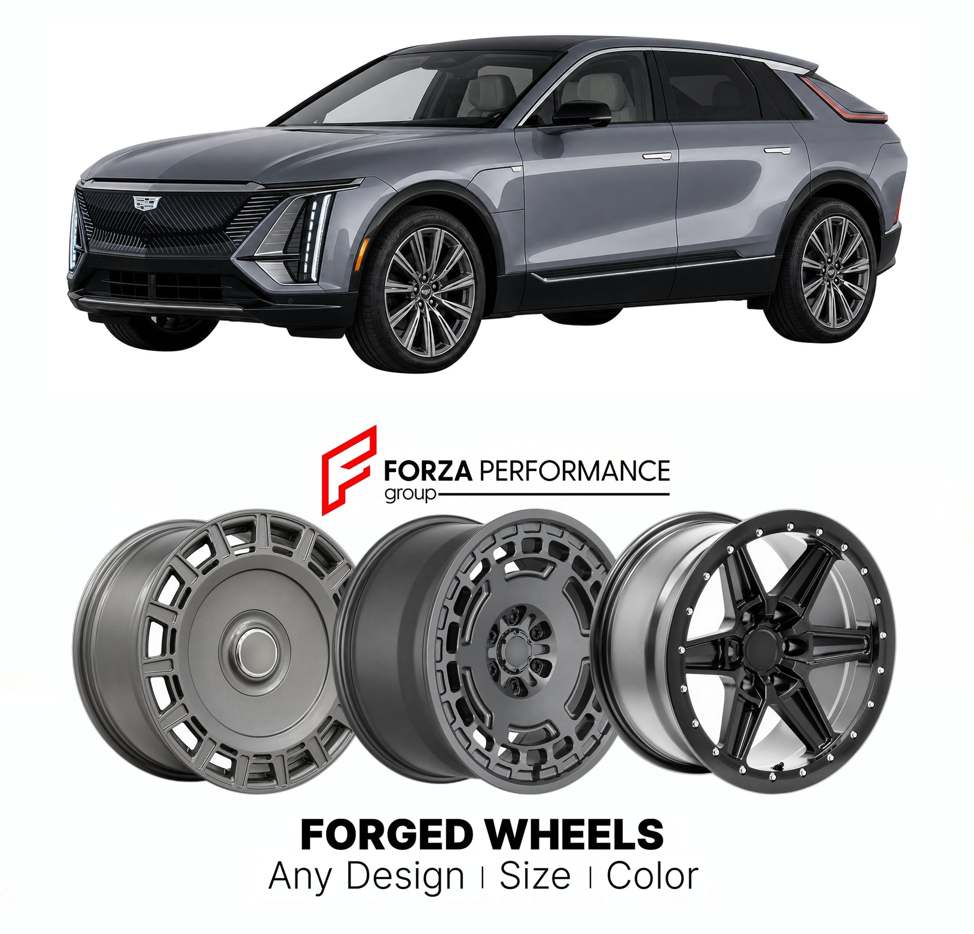 FORGED WHEELS RIMS for CADILLAC LYRIQ TECH 2023+

Custom forged wheels for Cadillac Lyriq Tech 2023+. Made-to-order monoblock, 2-piece and 3-piece rims in custom sizes, offsets, colors and finishes with guaranteed fitment.

We manufacture premium quality forged wheels rims for Cadillac Lyriq Tech 2023+ in any design, size, color.

THIS WHEEL DESIGN CAN BE CUSTOM-MADE FOR YOUR CAR IN ANY SIZE AND COLOR OPTIONS
Available in monoblock, 2-piece, 3-piece, duoblock, beadlock
3D wheel renderings are provided accor