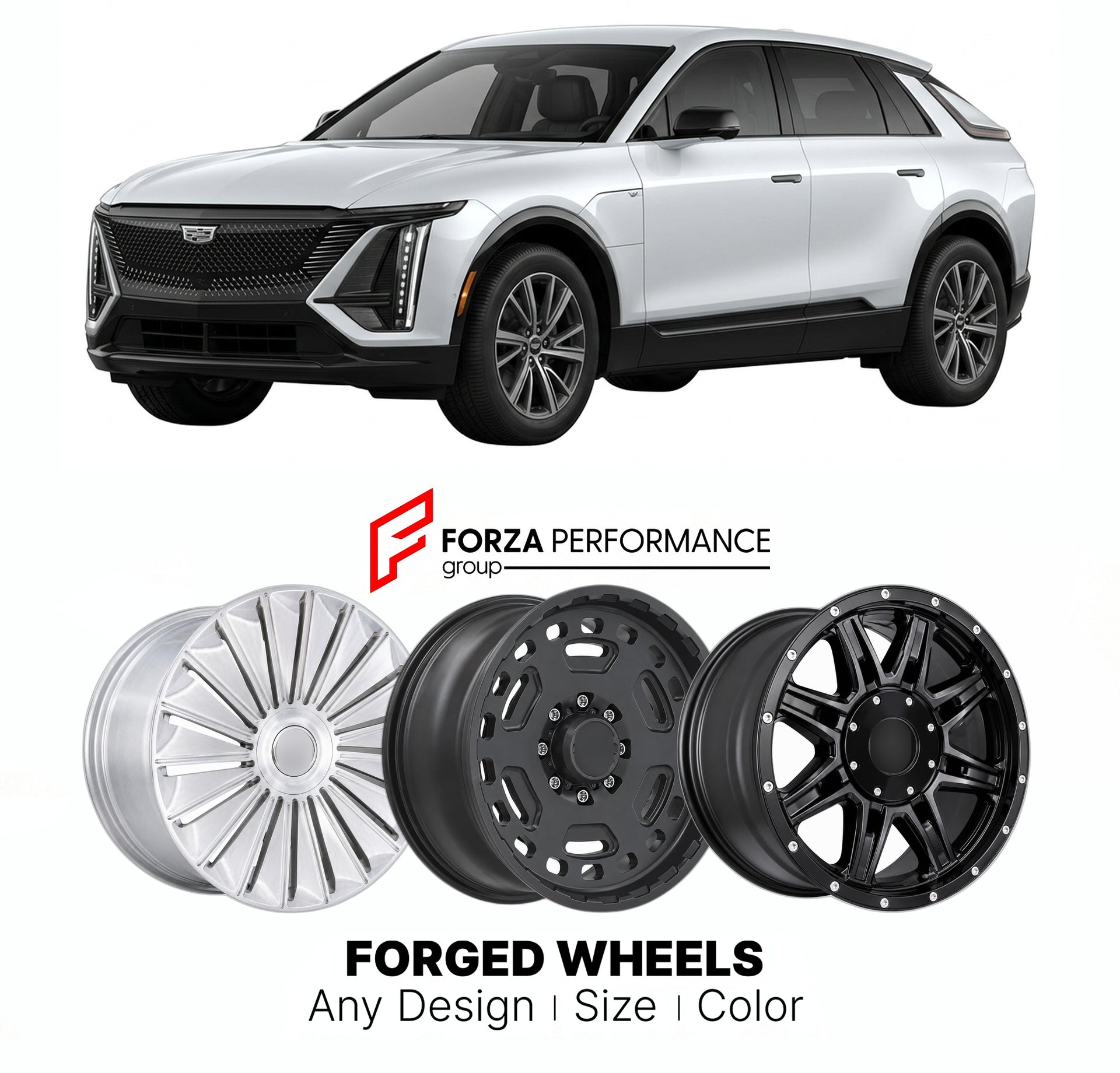 FORGED WHEELS RIMS for CADILLAC OPTIQ 2025+

Custom forged wheels for Cadillac Optiq 2025+. Made-to-order monoblock, 2-piece and 3-piece rims in custom sizes, offsets, colors and finishes with guaranteed fitment.

We manufacture premium quality forged wheels rims for Cadillac Optiq 2025+ in any design, size, color.

THIS WHEEL DESIGN CAN BE CUSTOM-MADE FOR YOUR CAR IN ANY SIZE AND COLOR OPTIONS
Available in monoblock, 2-piece, 3-piece, duoblock, beadlock
3D wheel renderings are provided according to the exa