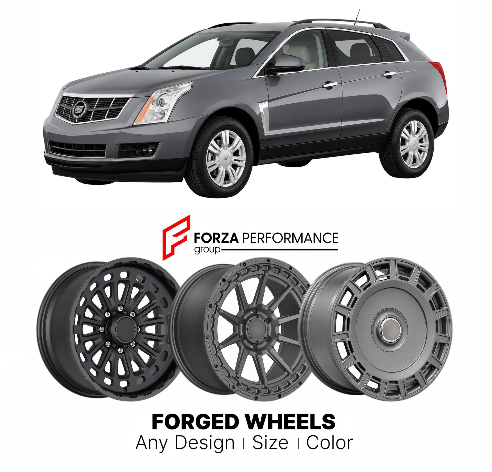 FORGED WHEELS RIMS for CADILLAC SRX BASE 2004 - 2016

Custom forged wheels for Cadillac SRX Base 2004 - 2016. Made-to-order monoblock, 2-piece and 3-piece rims in custom sizes, offsets, colors and finishes with guaranteed fitment.

We manufacture premium quality forged wheels rims for Cadillac SRX Base 2004 - 2016 in any design, size, color.

THIS WHEEL DESIGN CAN BE CUSTOM-MADE FOR YOUR CAR IN ANY SIZE AND COLOR OPTIONS
Available in monoblock, 2-piece, 3-piece, duoblock, beadlock
3D wheel renderings are pr