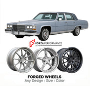 CUSTOM CLASSIC VINTAGE RESTOMOD RETRO OLD SCHOOL FORGED WHEELS RIMS for CADILLAC SEDAN DE VILLE 1985 - 1990
Custom forged wheels for classic American muscle cars. Ideal for restomod builds, vintage restorations, and show cars. Deep dish and retro styling available.

We manufacture premium quality forged wheels rims for Cadillac Sedan de Ville 1985 - 1990 in any design, size, color.

THIS WHEEL DESIGN CAN BE CUSTOM-MADE FOR YOUR CAR IN ANY SIZE AND COLOR OPTIONS
Available in monoblock, 2-piece, 3-piece, duob