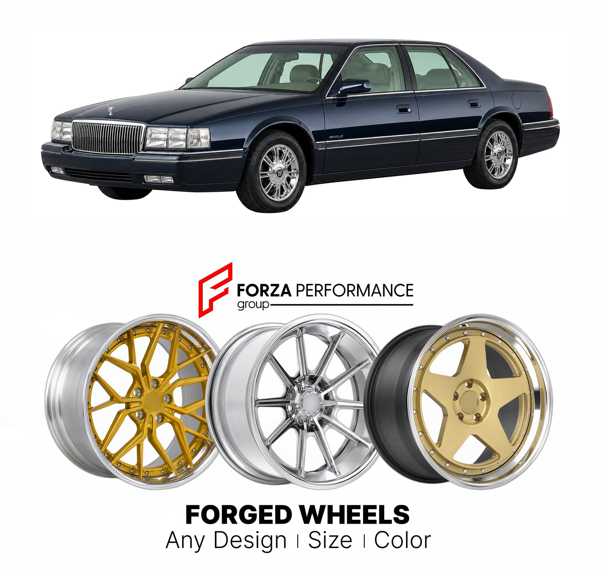FORGED WHEELS RIMS for CADILLAC SEVILLE PLATINUM 1992 - 2004

Custom forged wheels for Cadillac Seville Platinum 1992 - 2004. Made-to-order monoblock, 2-piece and 3-piece rims in custom sizes, offsets, colors and finishes with guaranteed fitment.

We manufacture premium quality forged wheels rims for Cadillac Seville Platinum 1992 - 2004 in any design, size, color.

THIS WHEEL DESIGN CAN BE CUSTOM-MADE FOR YOUR CAR IN ANY SIZE AND COLOR OPTIONS
Available in monoblock, 2-piece, 3-piece, duoblock, beadlock
3D