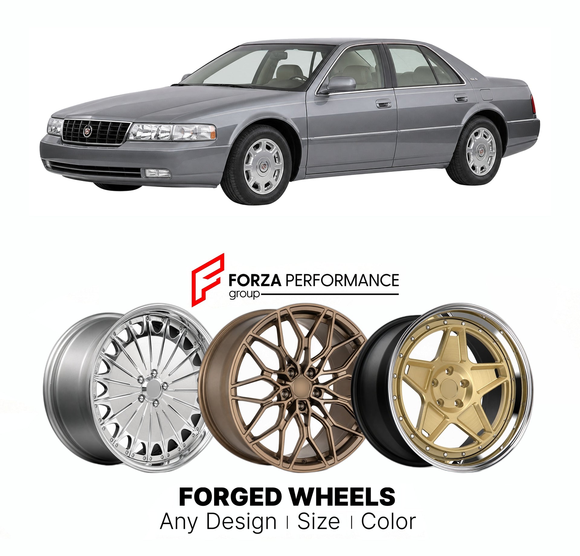 FORGED WHEELS RIMS for CADILLAC SEVILLE SLS 1992 - 2004

Custom forged wheels for Cadillac Seville SLS 1992 - 2004. Made-to-order monoblock, 2-piece and 3-piece rims in custom sizes, offsets, colors and finishes with guaranteed fitment.

We manufacture premium quality forged wheels rims for Cadillac Seville SLS 1992 - 2004 in any design, size, color.

THIS WHEEL DESIGN CAN BE CUSTOM-MADE FOR YOUR CAR IN ANY SIZE AND COLOR OPTIONS
Available in monoblock, 2-piece, 3-piece, duoblock, beadlock
3D wheel renderin
