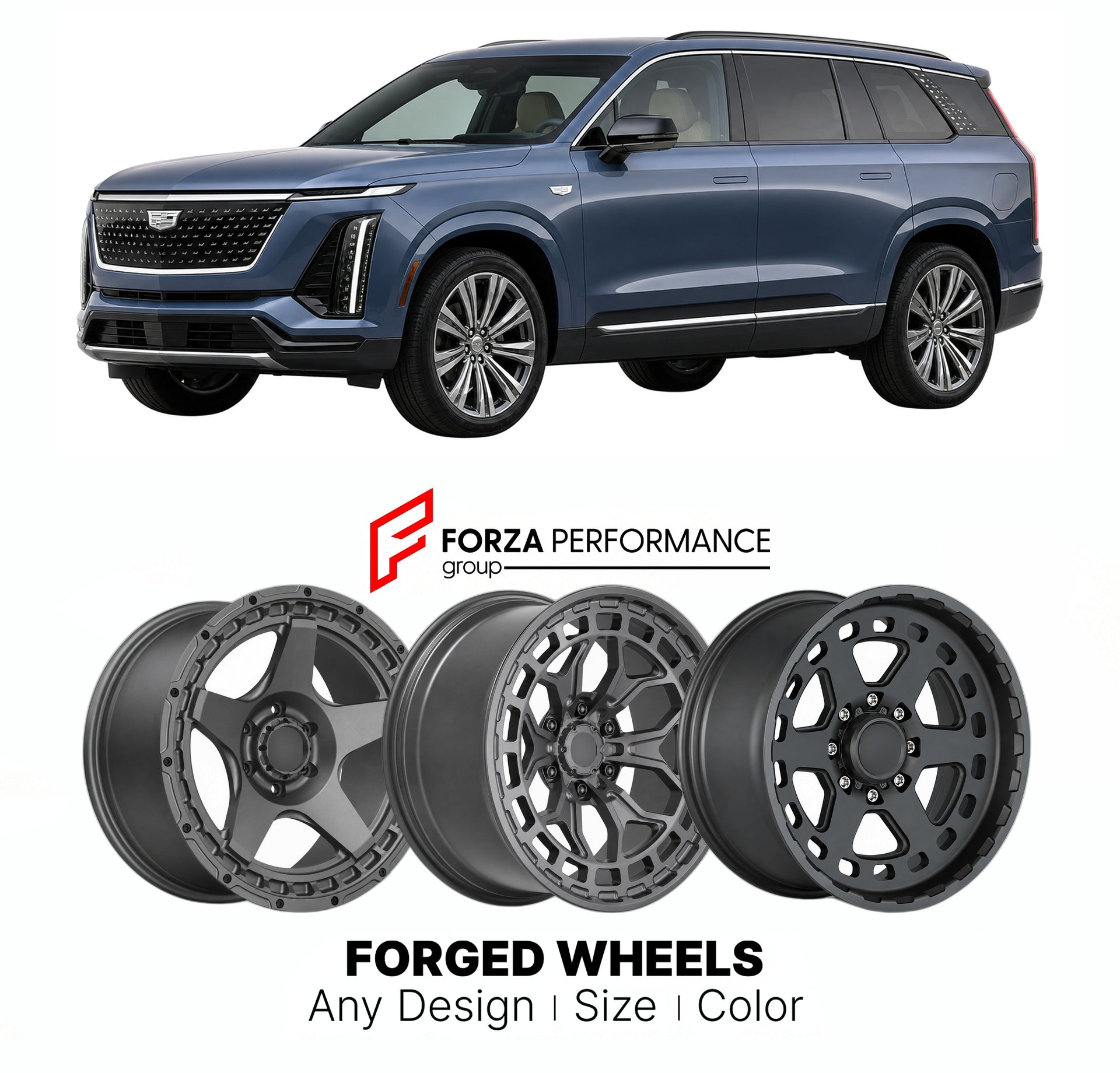FORGED WHEELS RIMS for CADILLAC VISTIQ LUXURY 2026+

Custom forged wheels for Cadillac Vistiq Luxury 2026+. Made-to-order monoblock, 2-piece and 3-piece rims in custom sizes, offsets, colors and finishes with guaranteed fitment.

We manufacture premium quality forged wheels rims for Cadillac Vistiq Luxury 2026+ in any design, size, color.

THIS WHEEL DESIGN CAN BE CUSTOM-MADE FOR YOUR CAR IN ANY SIZE AND COLOR OPTIONS
Available in monoblock, 2-piece, 3-piece, duoblock, beadlock
3D wheel renderings are provi