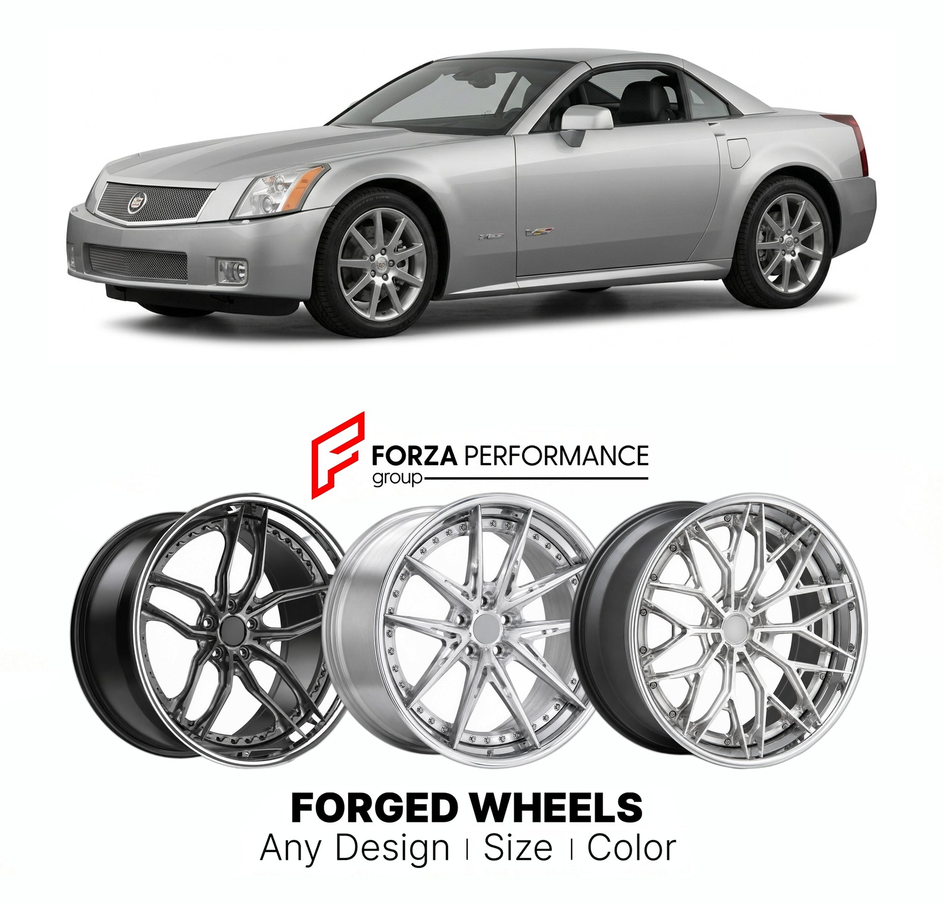 FORGED WHEELS RIMS for CADILLAC XLR-V 2006 - 2009

Custom forged wheels for Cadillac XLR-V 2006 - 2009. Made-to-order monoblock, 2-piece and 3-piece rims in custom sizes, offsets, colors and finishes with guaranteed fitment.

We manufacture premium quality forged wheels rims for Cadillac XLR-V 2006 - 2009 in any design, size, color.

THIS WHEEL DESIGN CAN BE CUSTOM-MADE FOR YOUR CAR IN ANY SIZE AND COLOR OPTIONS
Available in monoblock, 2-piece, 3-piece, duoblock, beadlock
3D wheel renderings are provided ac